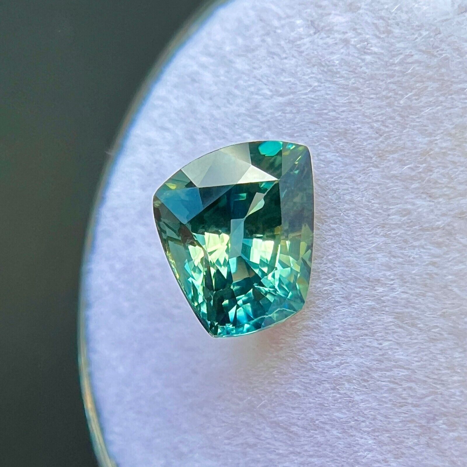 2.10ct NATURAL Sapphire VIVID Blue Green Australian FANCY Cut Gem 7.4x6.6mm VS — view 3
