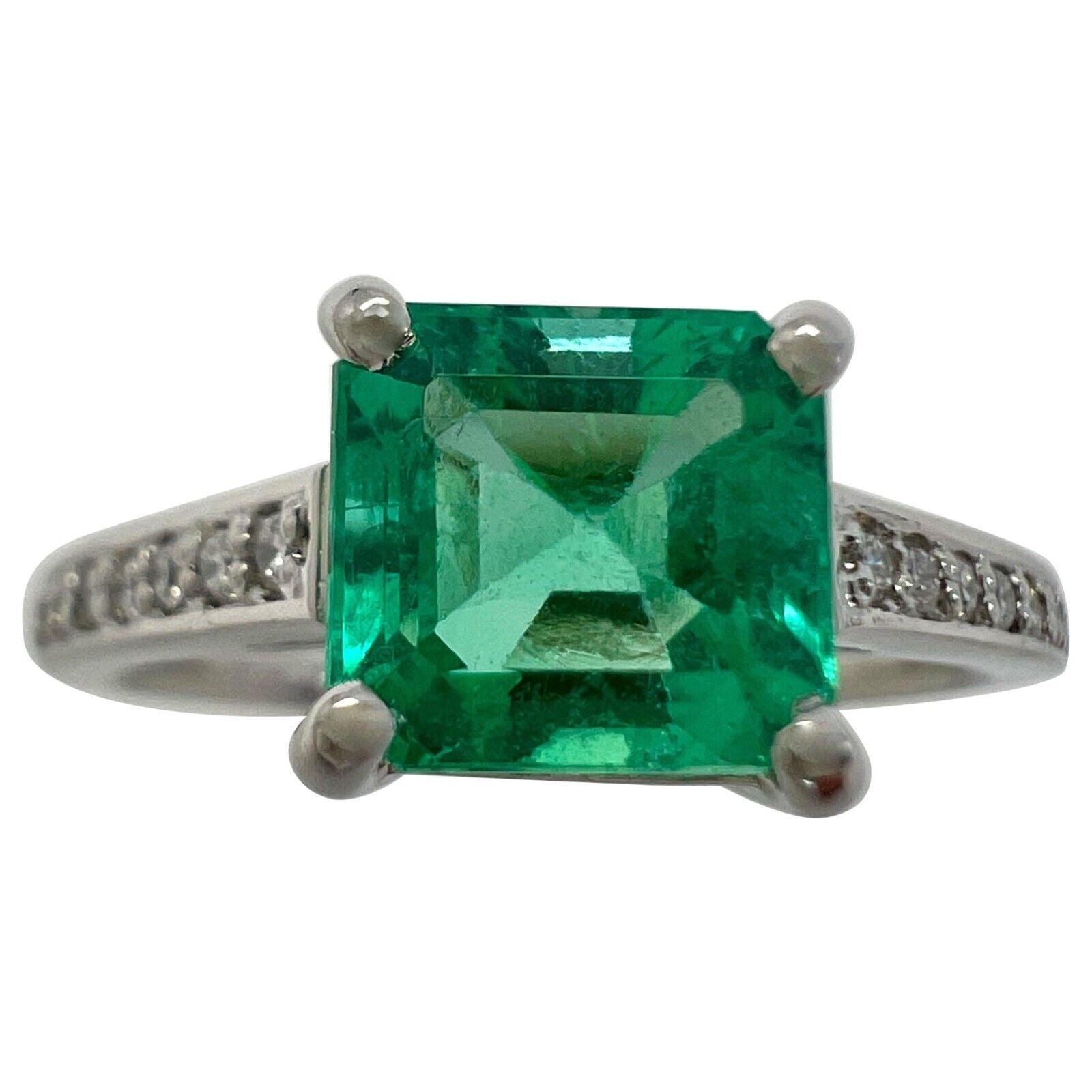 1.07ct Light Green Colombian Emerald And Diamond Accent Platinum Solitaire Ring — view 1