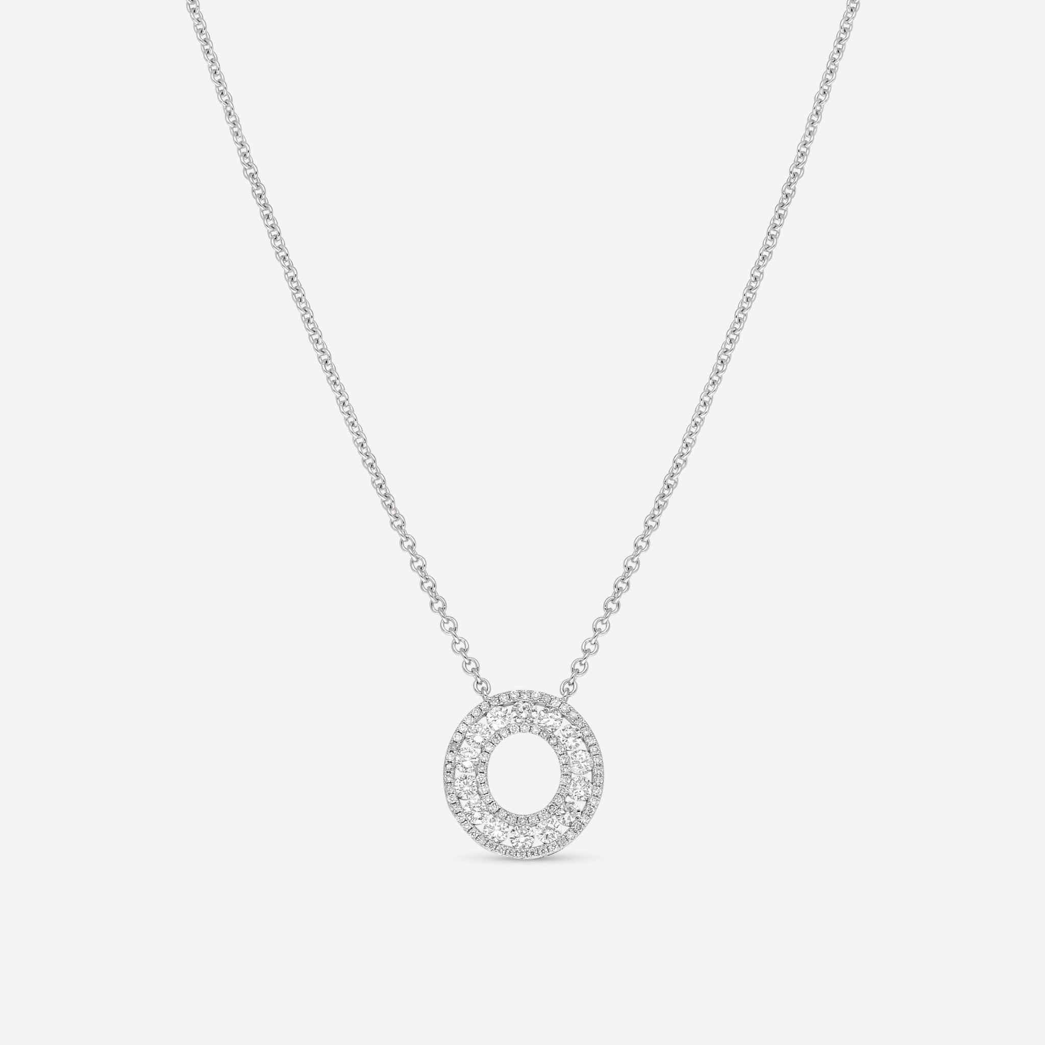 Ina Mar 18K White Gold 1.00 ctw Rouond Diamond Circle Pendant Necklace ANK-19283