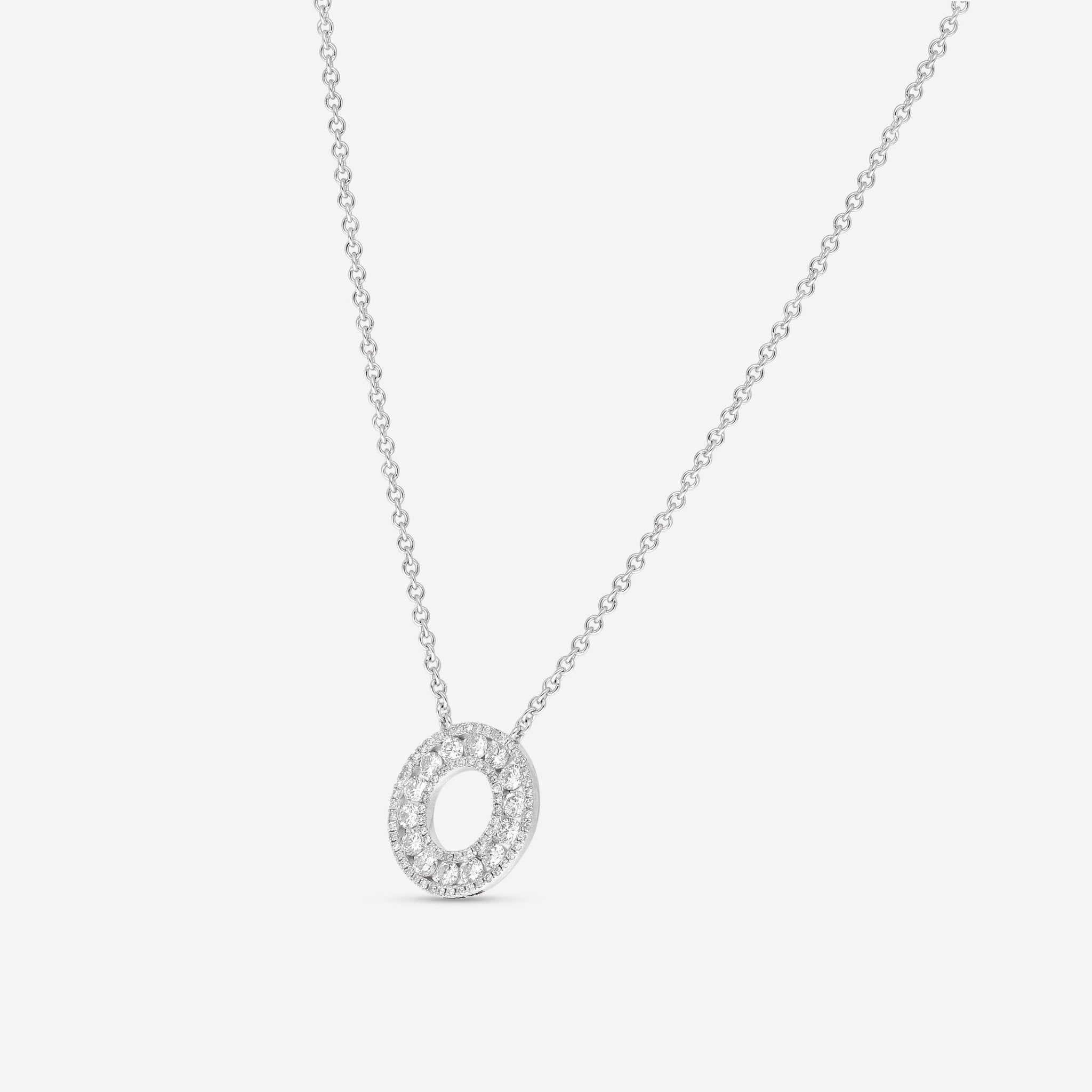 Ina Mar 18K White Gold 1.00 ctw Rouond Diamond Circle Pendant Necklace ANK-19283 — view 2