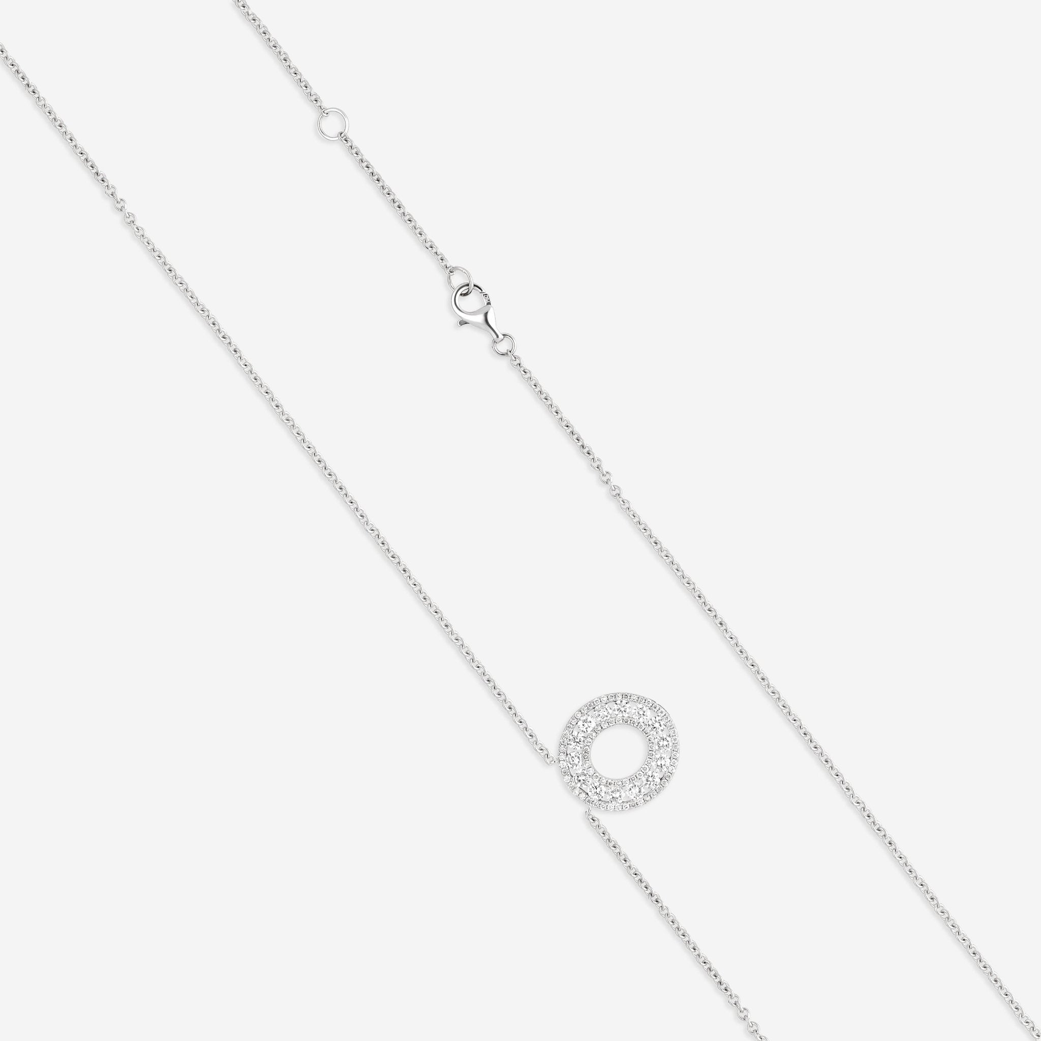 Ina Mar 18K White Gold 1.00 ctw Rouond Diamond Circle Pendant Necklace ANK-19283 — view 3