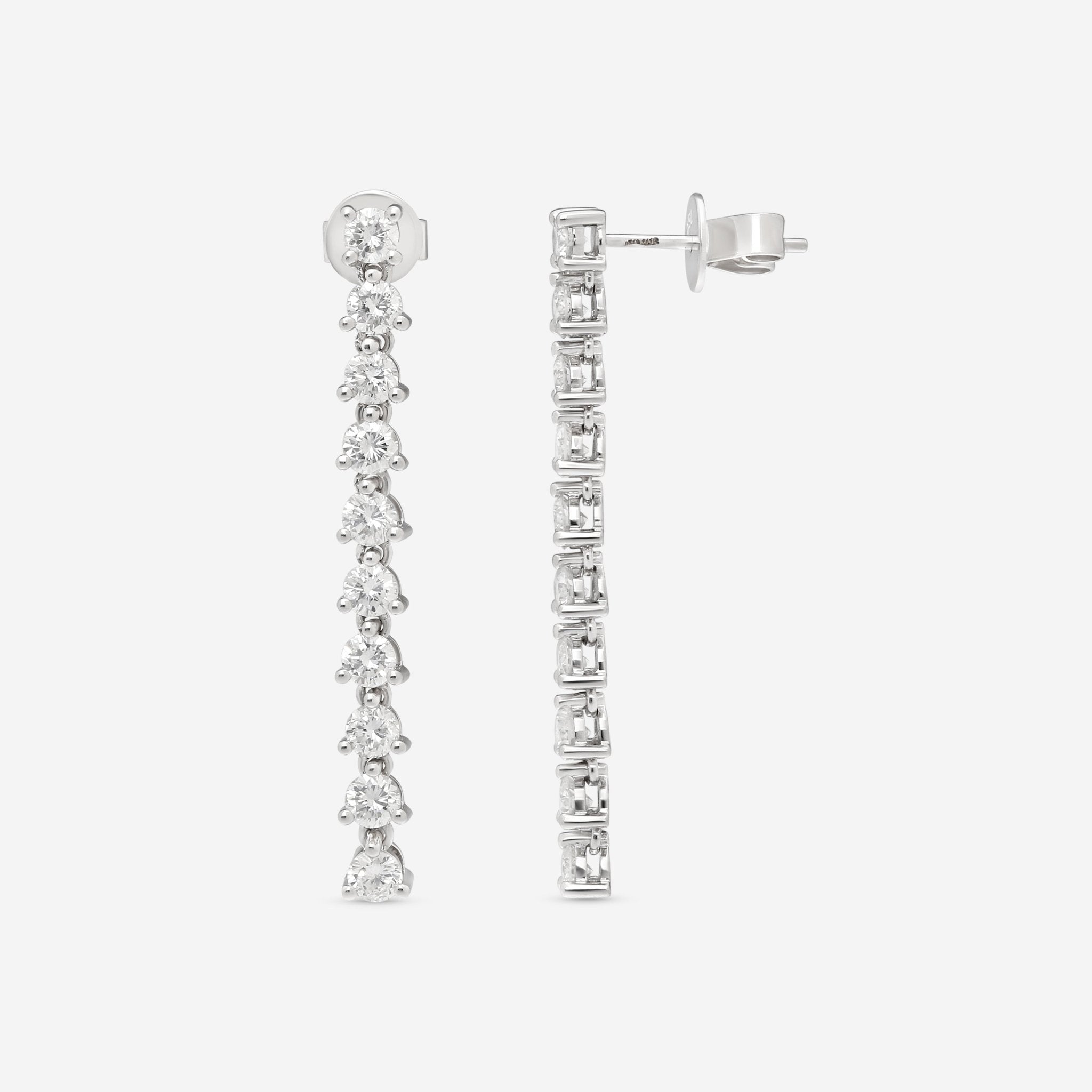 Ina Mar 18K White Gold 2.05 ctw Round Diamond Drop Earrings AER-19279 — view 3