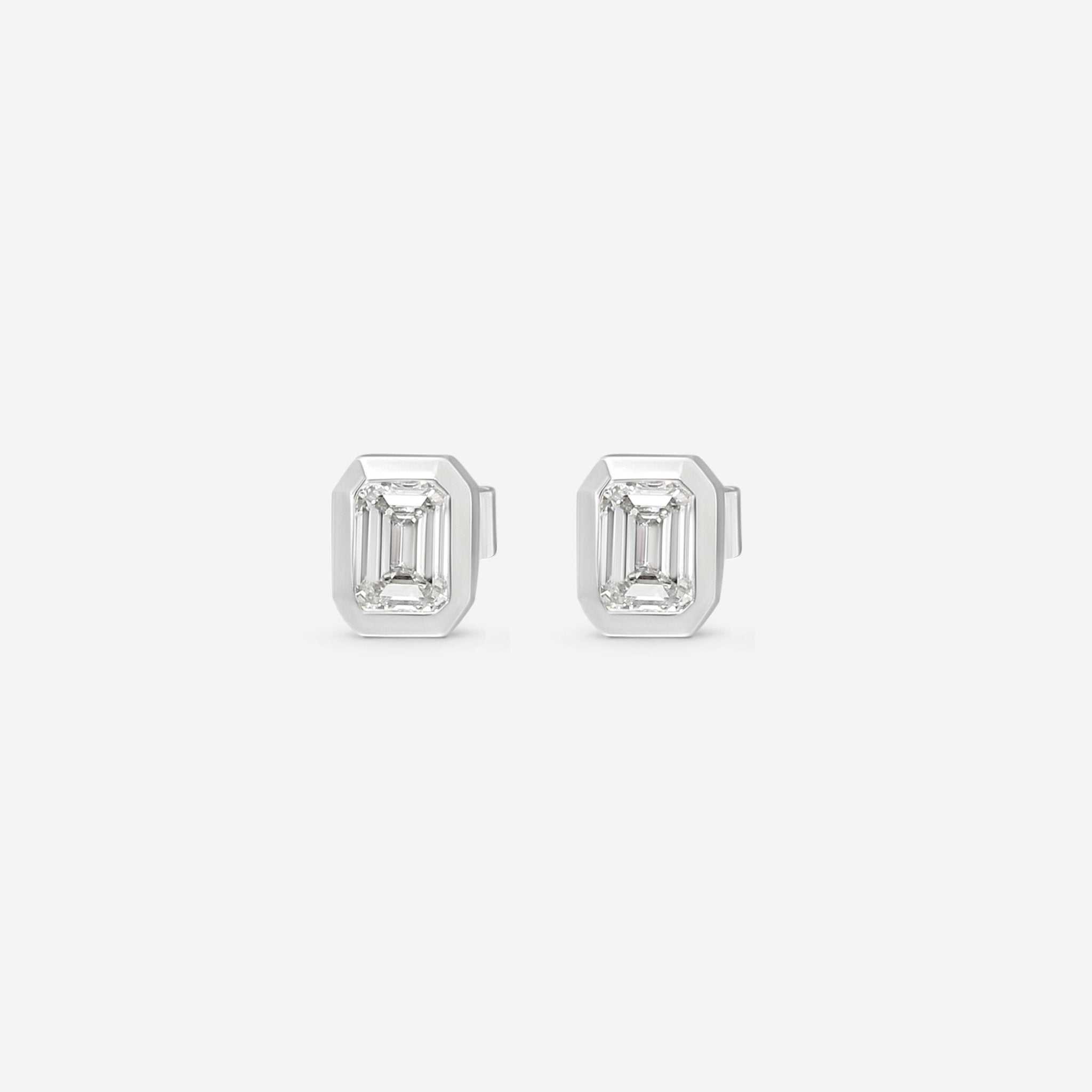 Ina Mar 18K White Gold 1.05 ctw Emerald Cut Diamond Stud Earrings AER-19416 — view 2