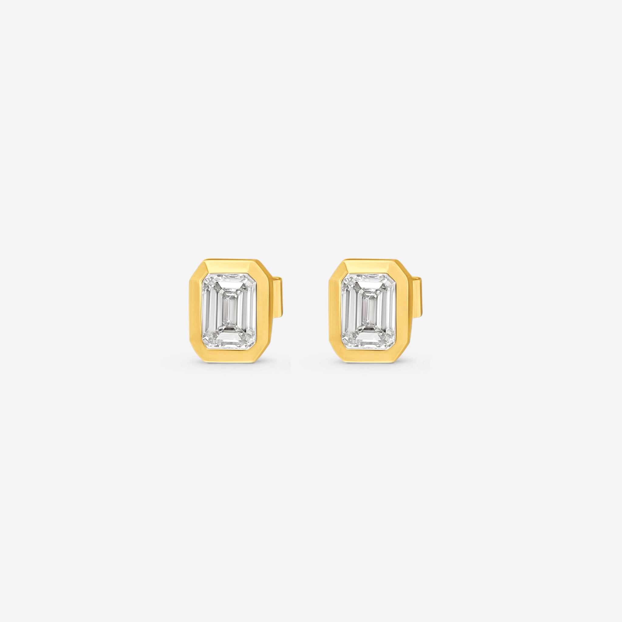 Ina Mar 18K Yellow Gold 1.05 ctw Emerald Cut Diamond Stud Earrings AER-19416-Y — view 2