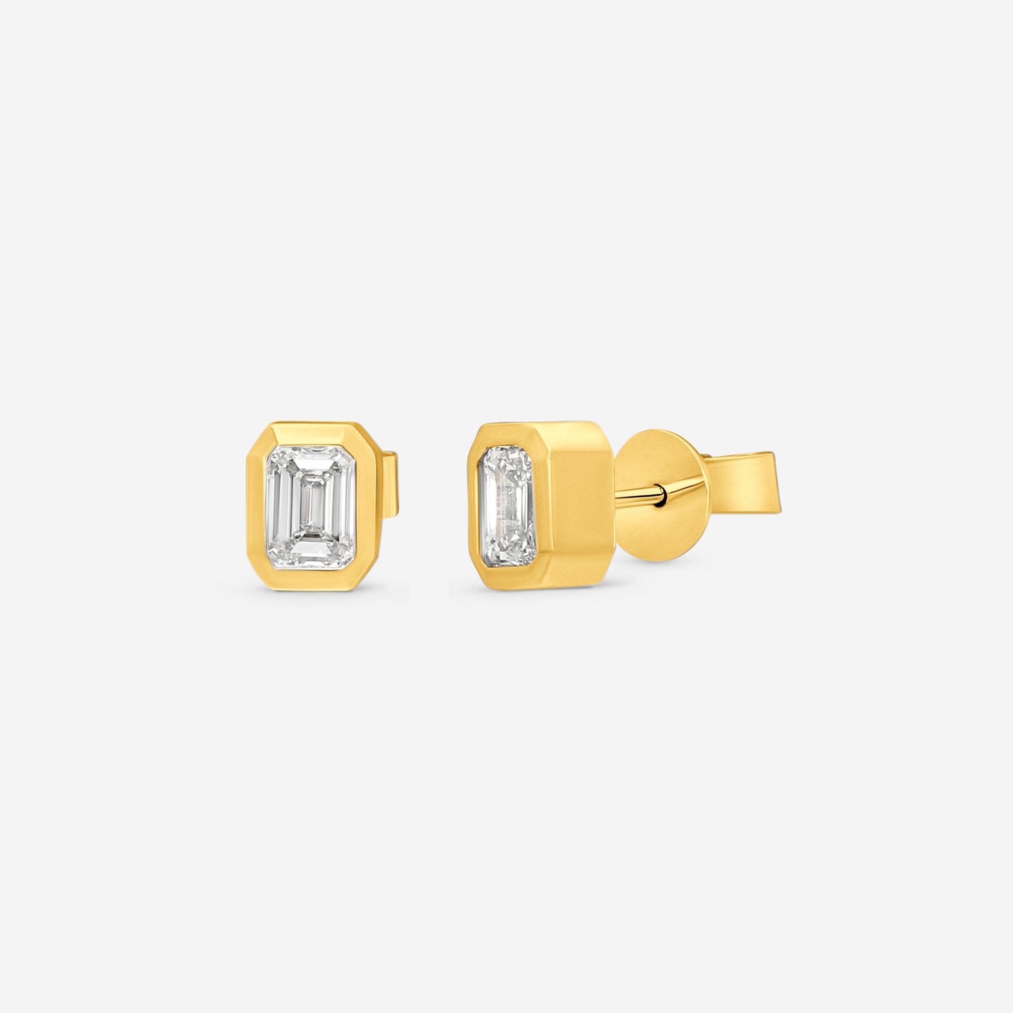 Ina Mar 18K Yellow Gold 1.05 ctw Emerald Cut Diamond Stud Earrings AER-19416-Y — view 3