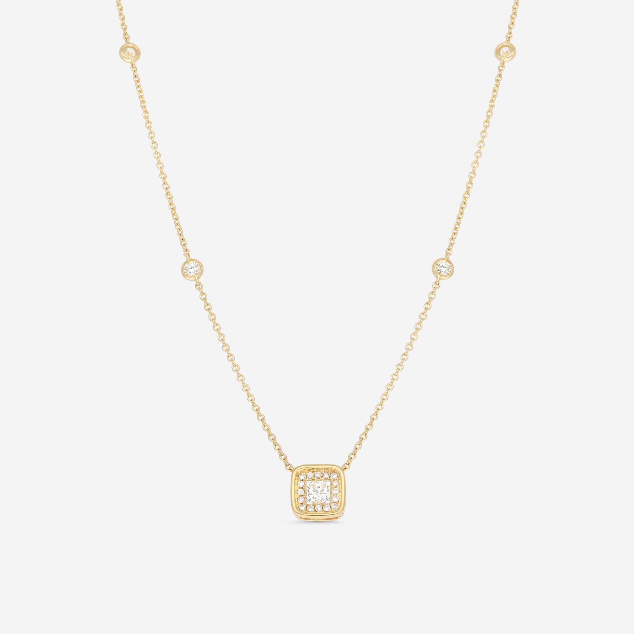 Ina Mar 18K Yellow Gold Round Diamond Cluster Pendant 18" ANK-19071-Y