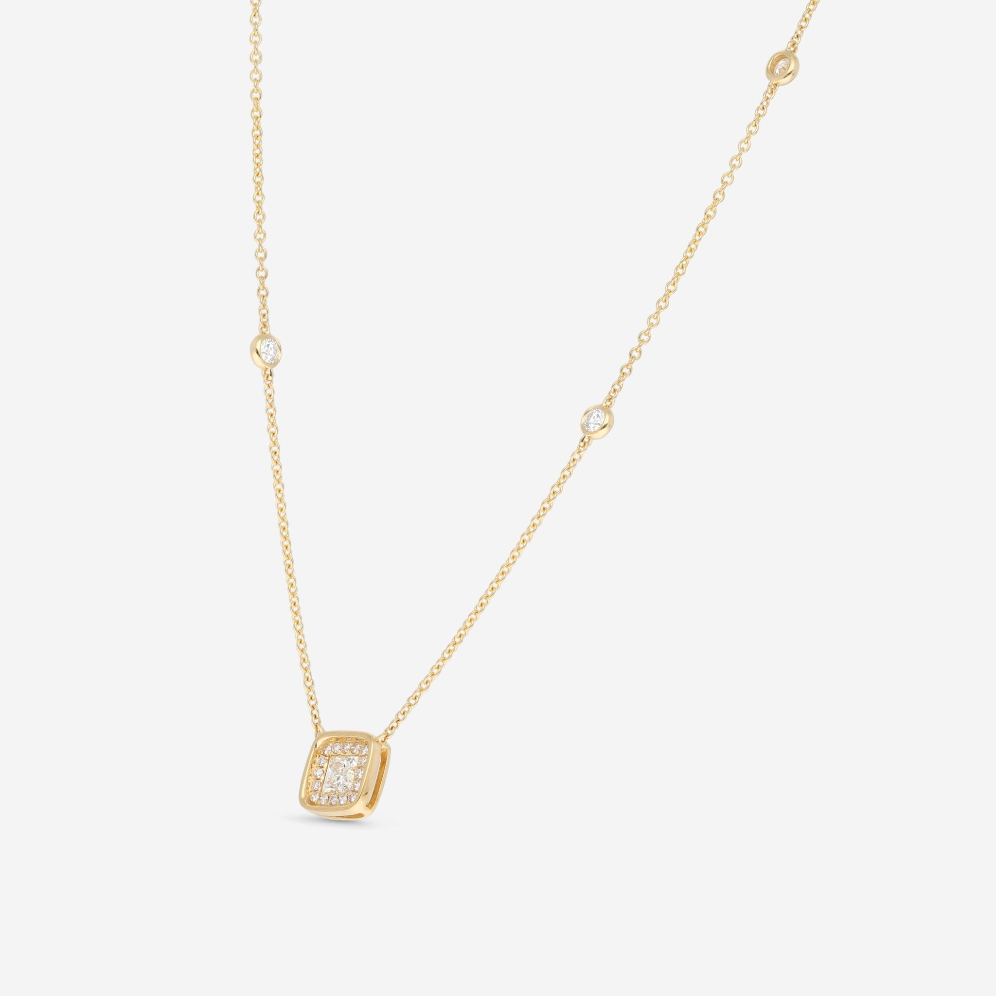Ina Mar 18K Yellow Gold Round Diamond Cluster Pendant 18" ANK-19071-Y — view 2