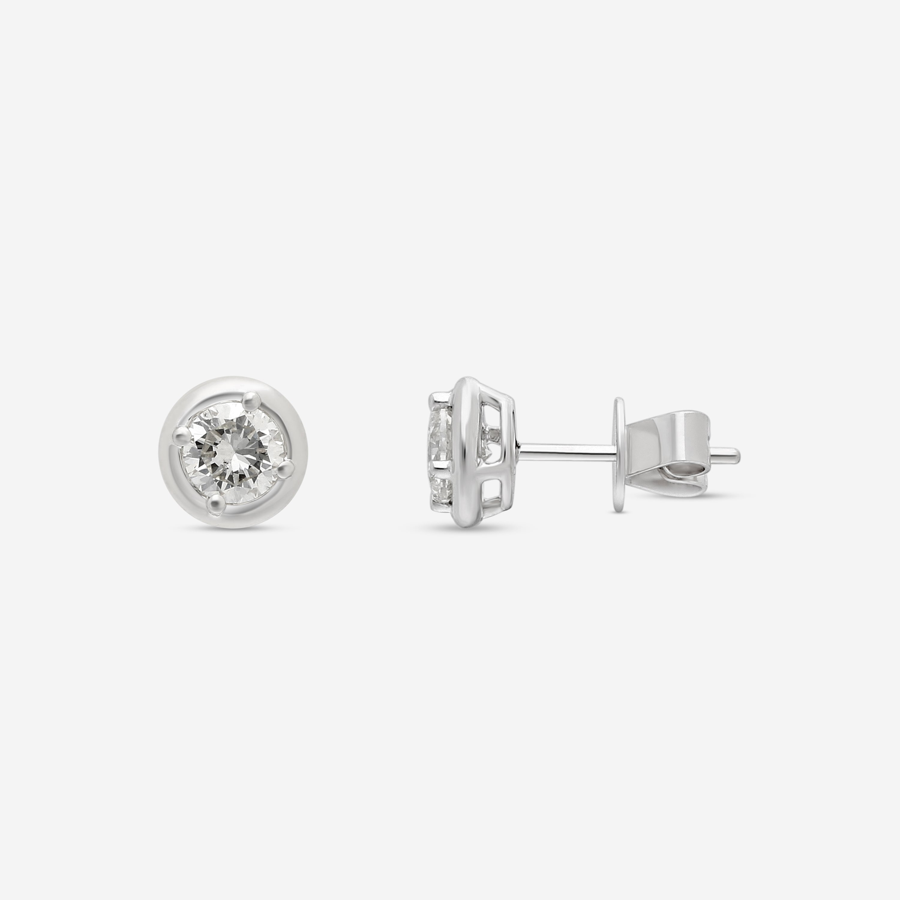 Ina Mar 18K White Gold 1.00 ctw Round Diamond Stud Earrings AER-19290