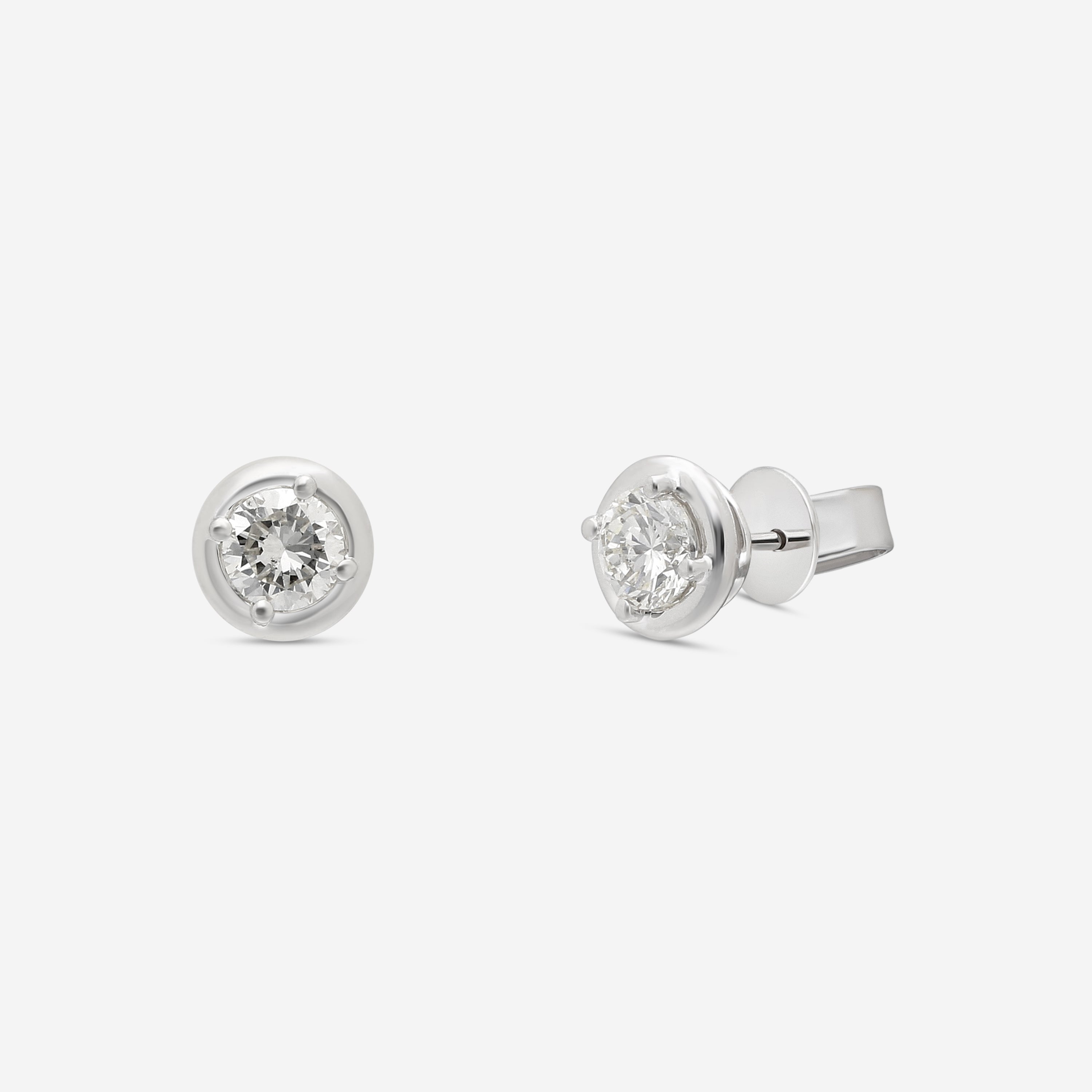 Ina Mar 18K White Gold 1.00 ctw Round Diamond Stud Earrings AER-19290 — view 2
