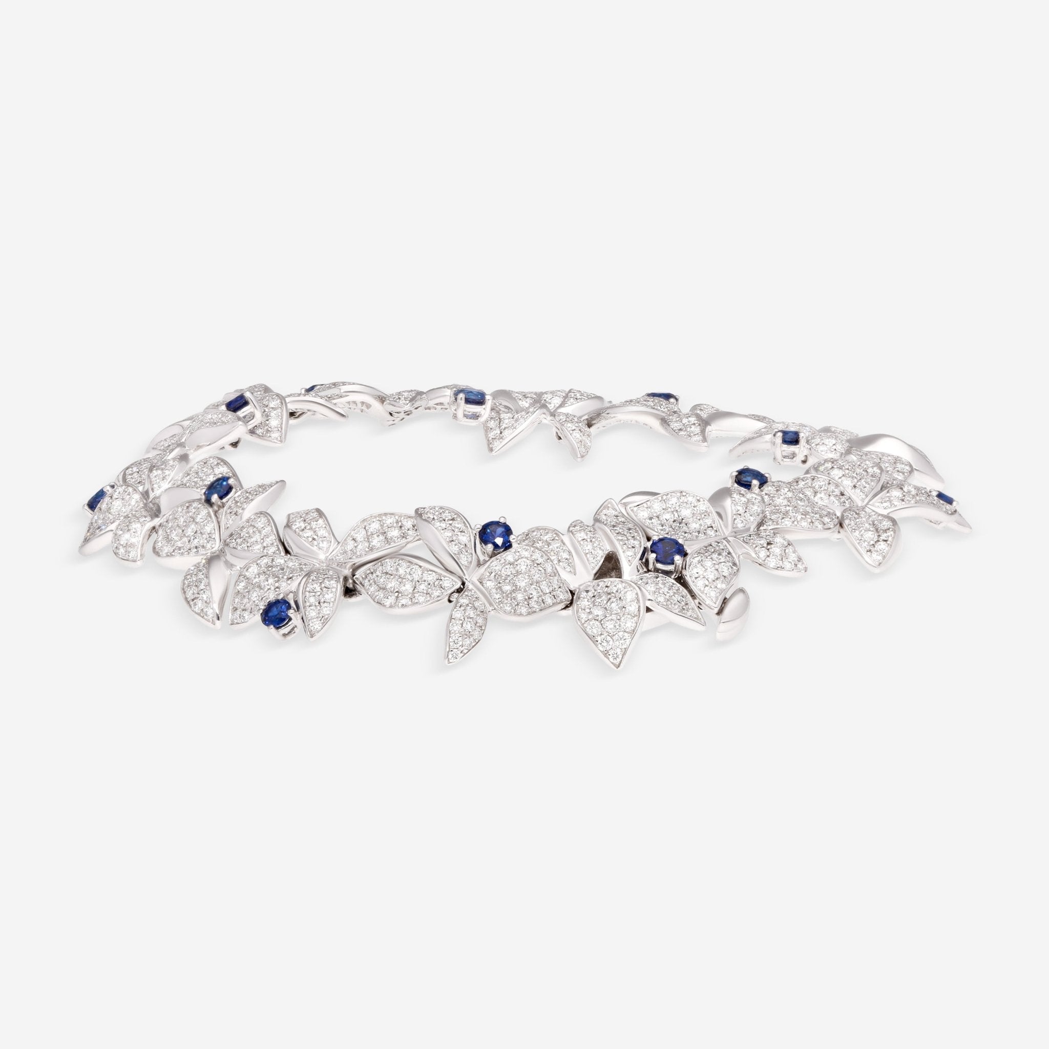 Gübelin Belize 18K White Gold Sapphire & Diamond Bracelet 40A-0549 — view 2
