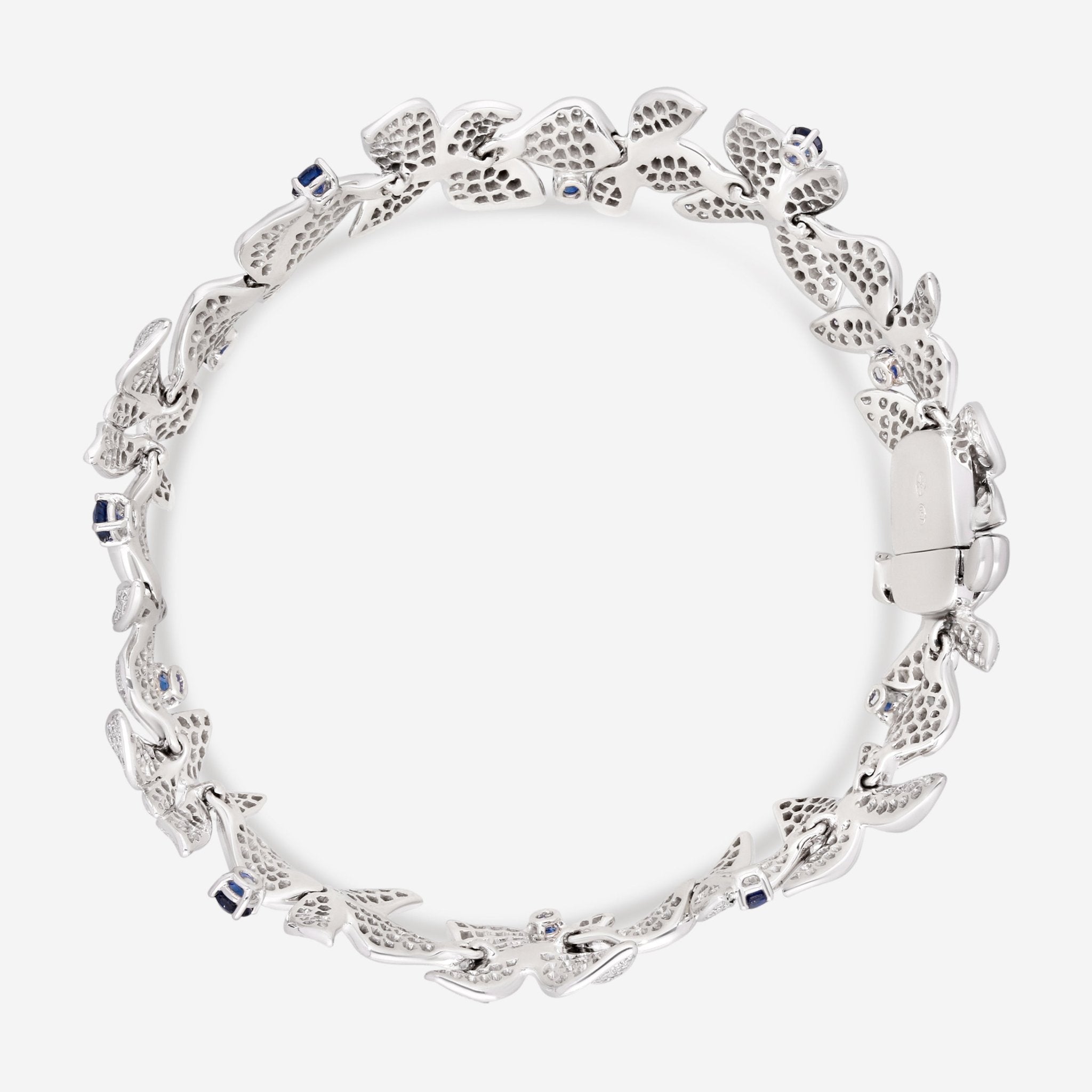 Gübelin Belize 18K White Gold Sapphire & Diamond Bracelet 40A-0549 — view 3