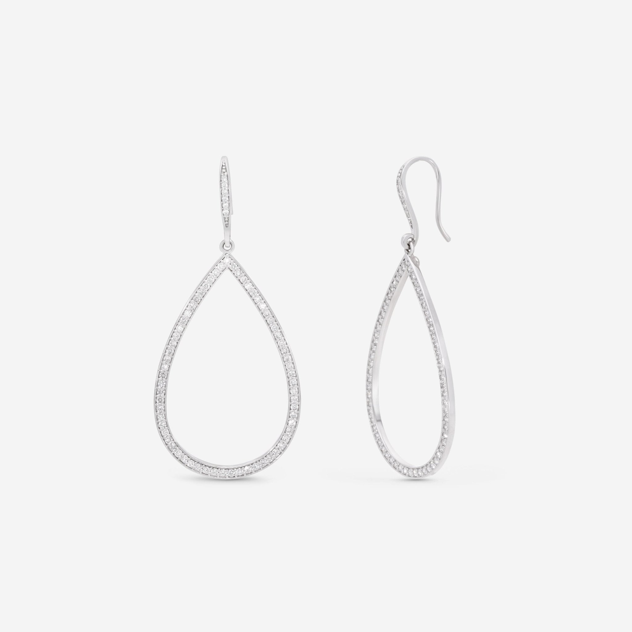 Roberto Coin 18K White Gold Diamond Open Pear-Shaped Dangle Earrings 111445AWERX0