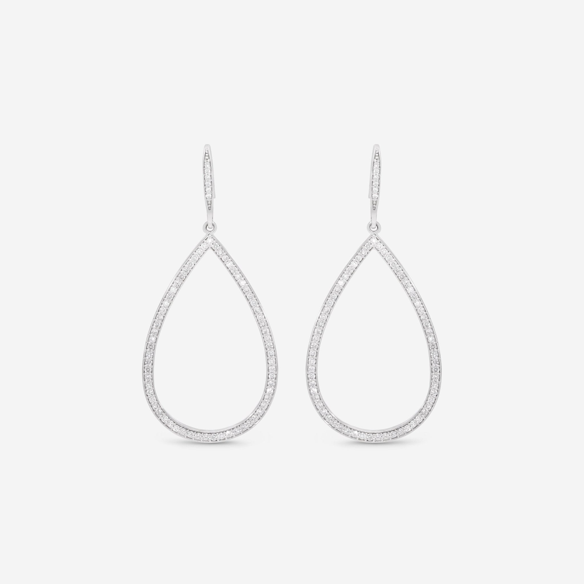 Roberto Coin 18K White Gold Diamond Open Pear-Shaped Dangle Earrings 111445AWERX0 — view 2