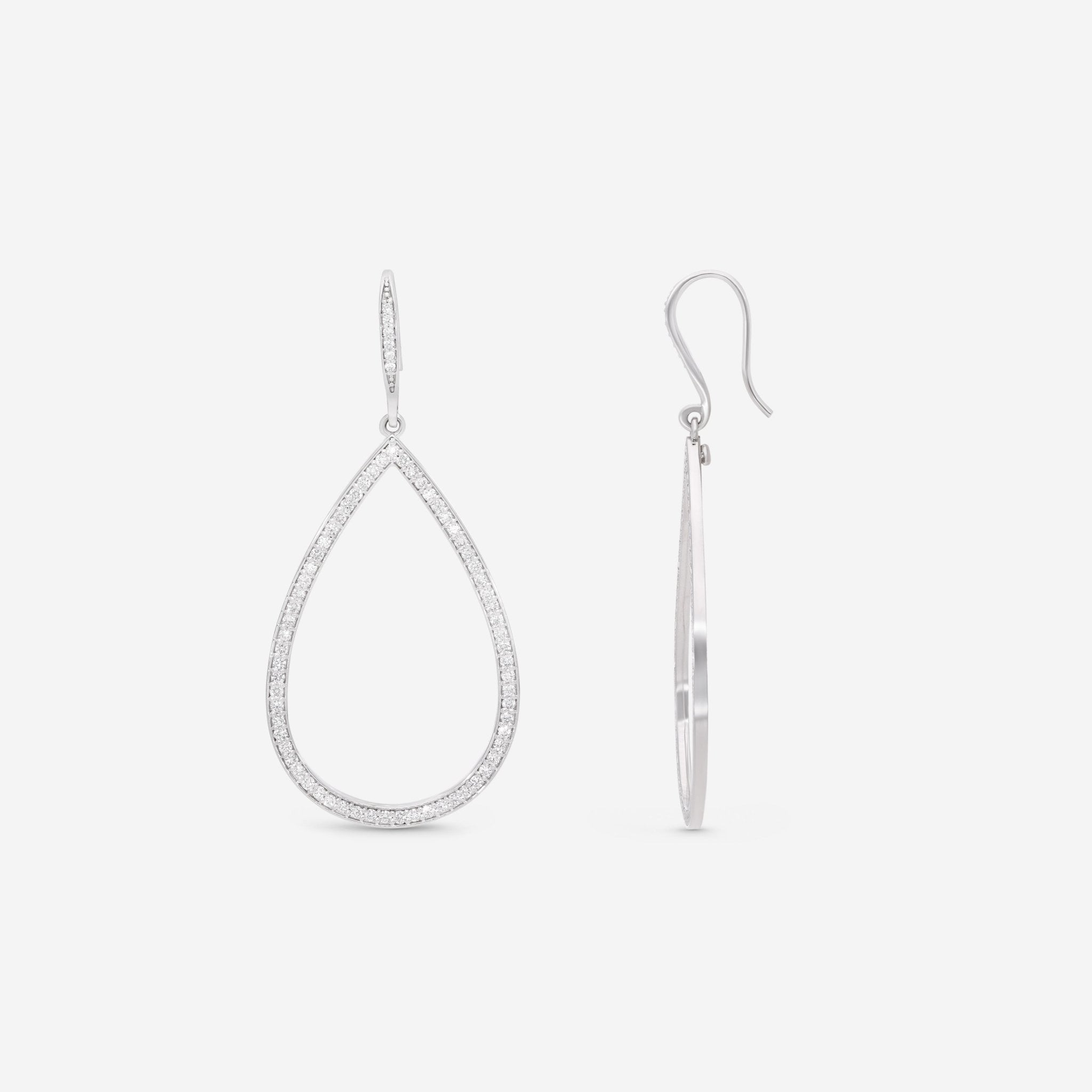 Roberto Coin 18K White Gold Diamond Open Pear-Shaped Dangle Earrings 111445AWERX0 — view 3