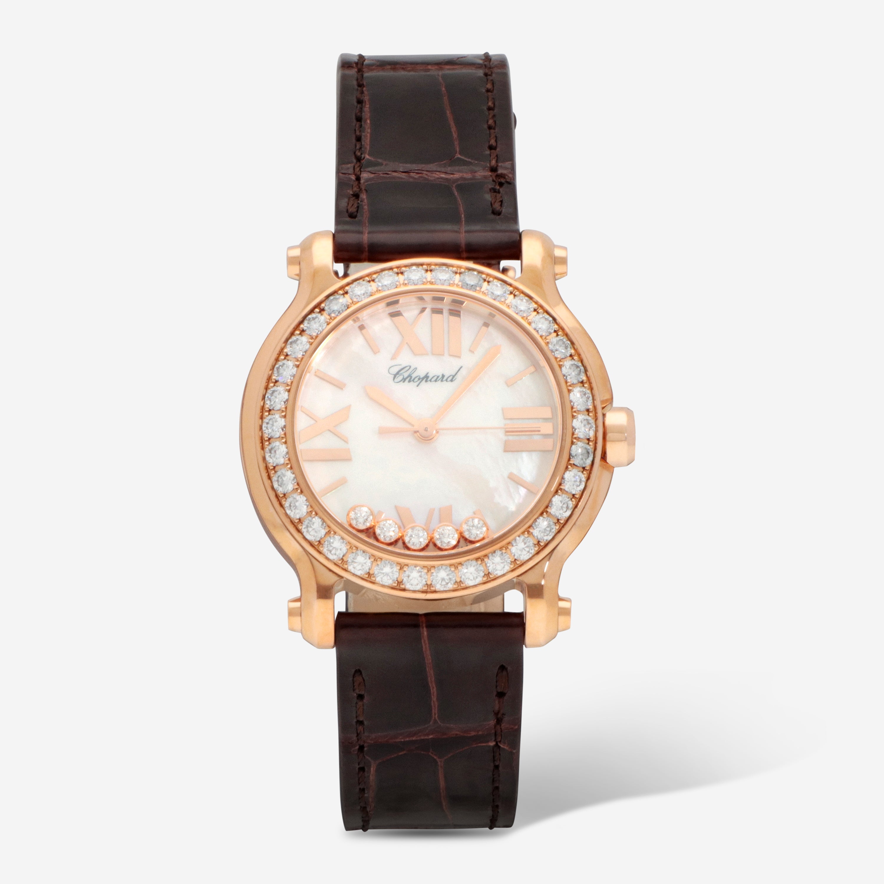 Chopard Happy Sport 18K Rose Gold & Diamond Quartz Ladies Watch 274189-5005