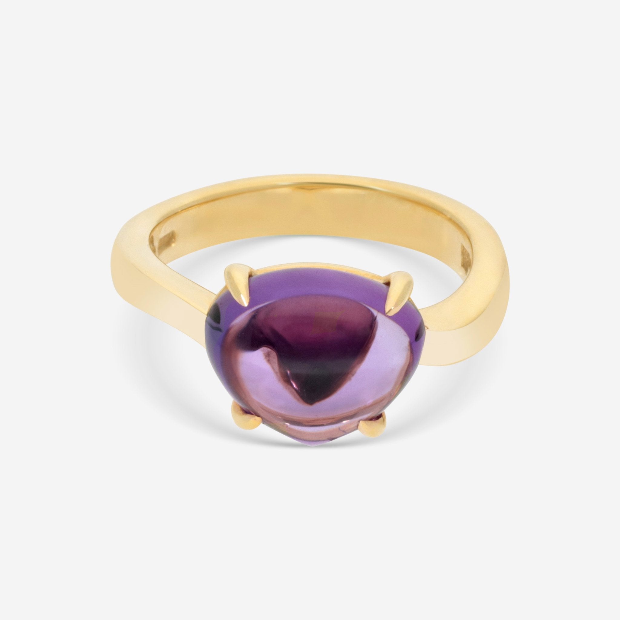 Bulgari Sassi 18K Yellow Gold Purple Amethyst Ring 346923 — view 2