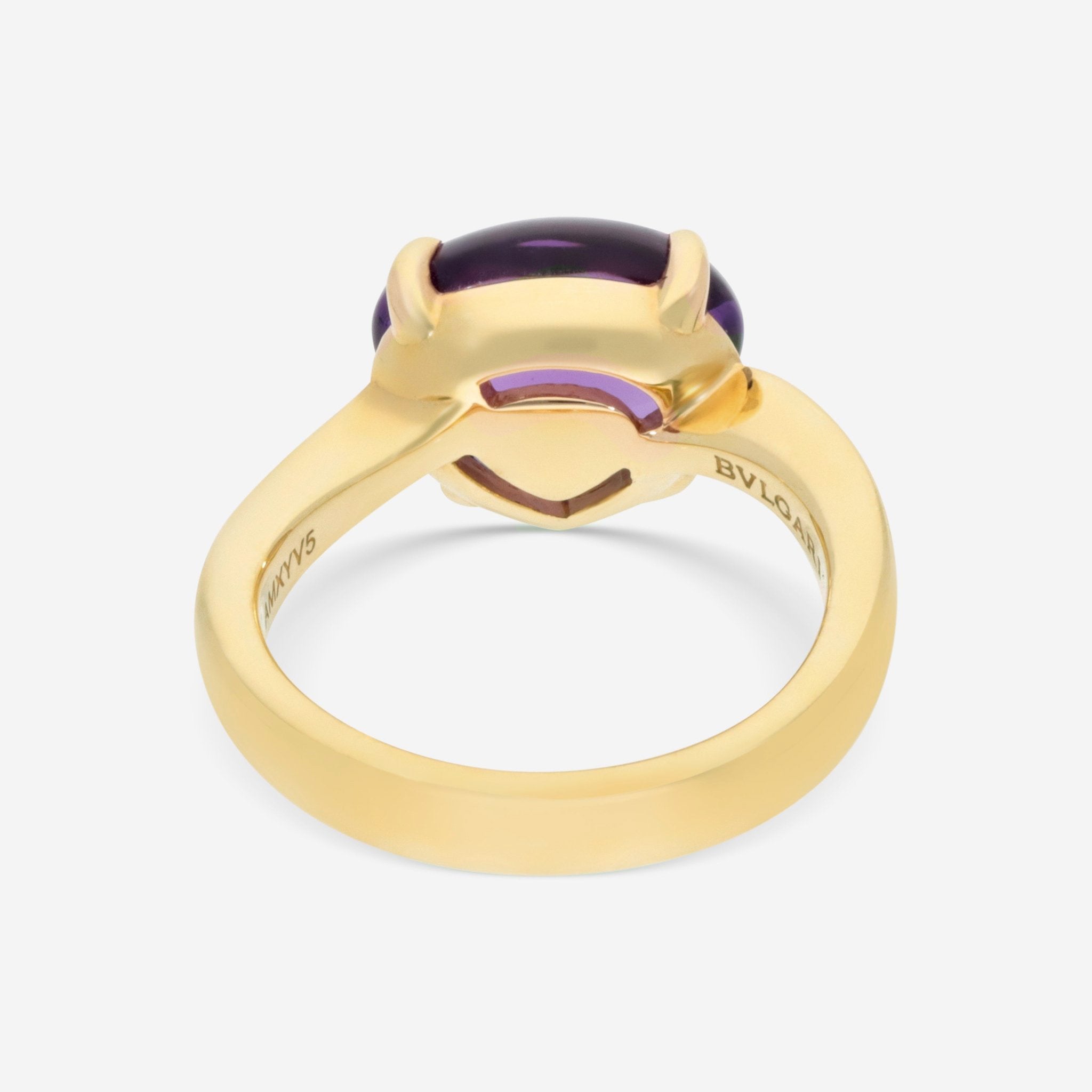 Bulgari Sassi 18K Yellow Gold Purple Amethyst Ring 346923 — view 3