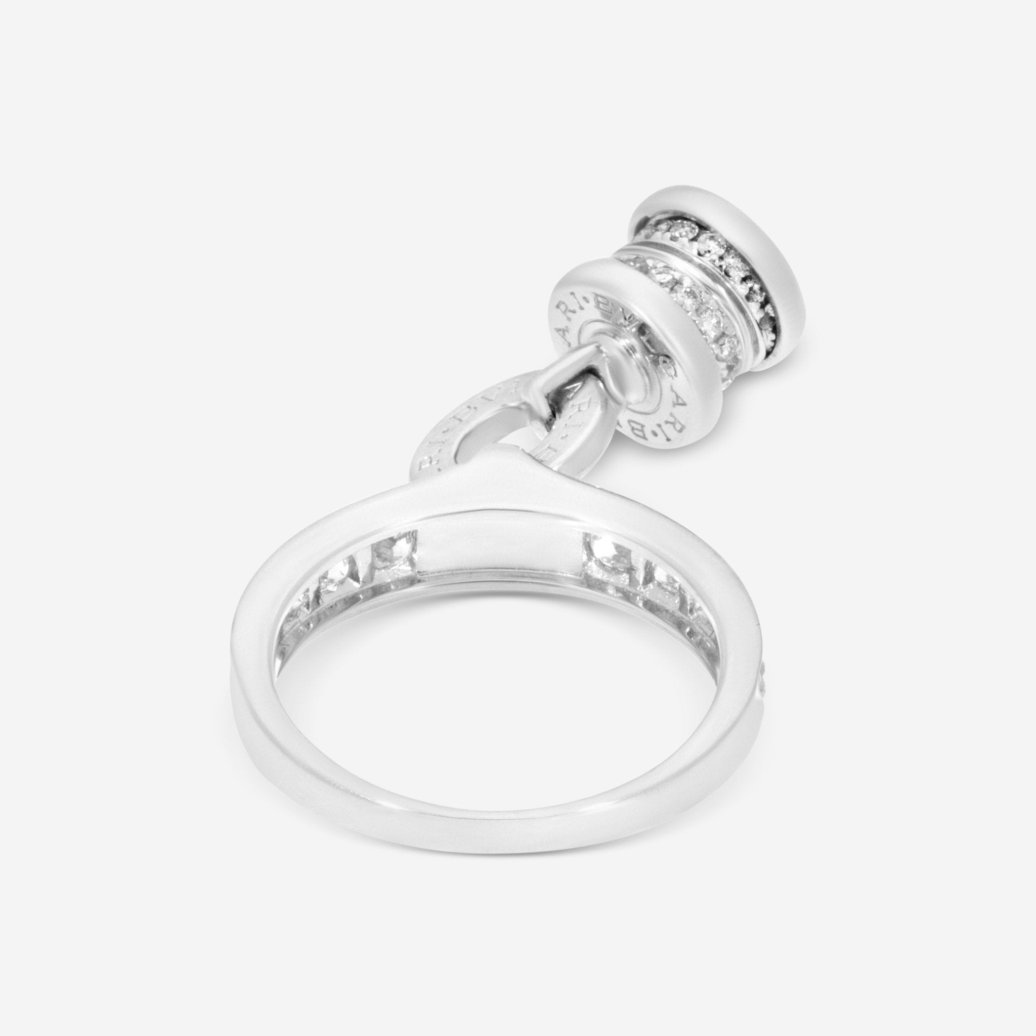 Bulgari B.Zero1 18K White Gold Diamond Charm Dangling Ring Sz. 6 AN853924 — view 3