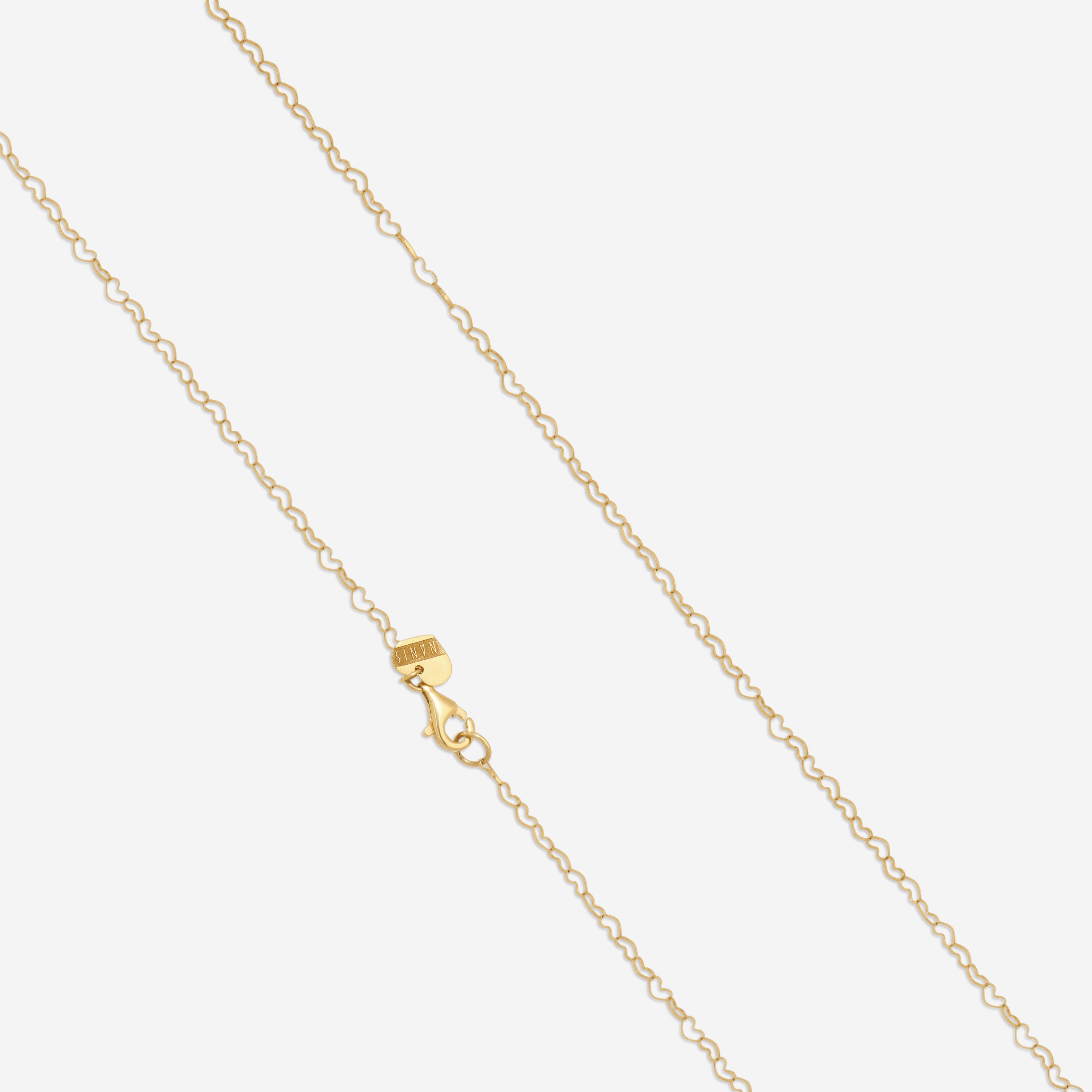 Nanis 18K Yellow Gold Black Diamond & Mother of Pearl Heart Pendant Necklace CS4-524 — view 4