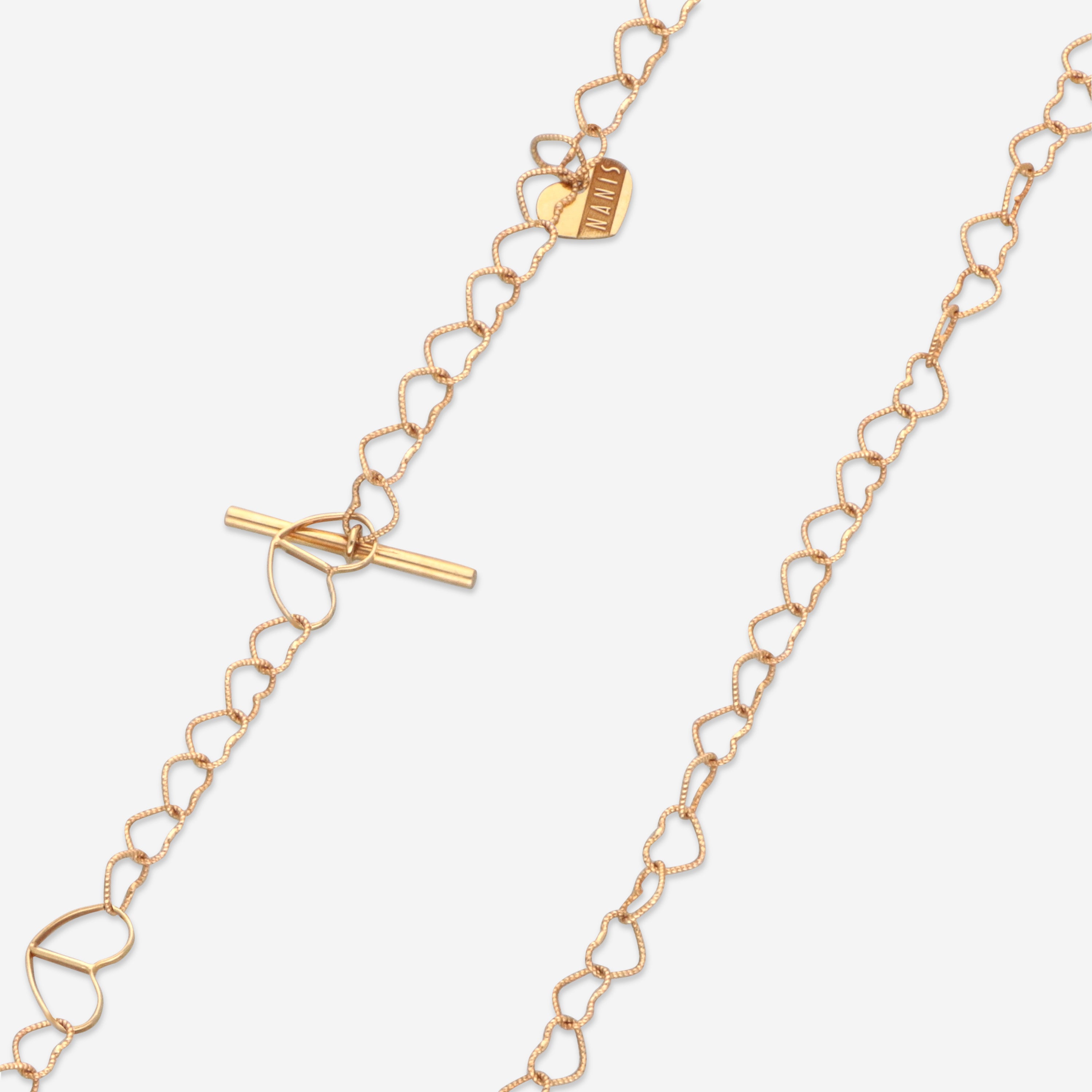 Nanis 18K Yellow Gold Diamond & Mother of Pearl Heart Pendant Necklace PS15-21 — view 4