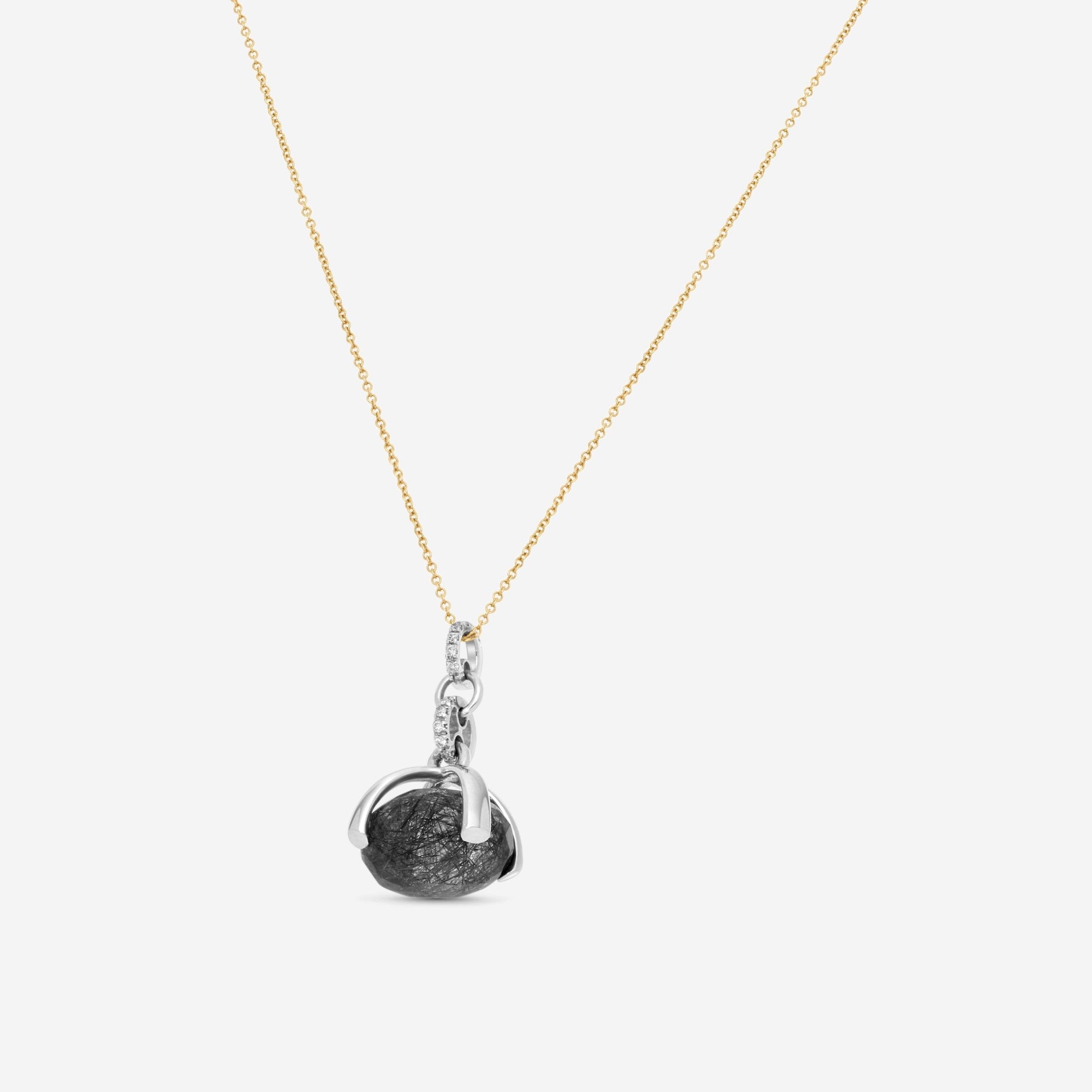 Nanis 18K White & Yellow Gold Diamond & Rutilated Quartz Pendant Necklace CS11-508 — view 2