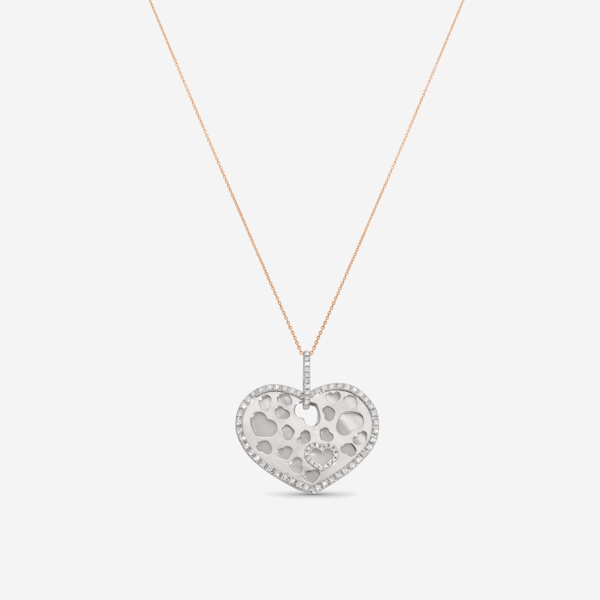 Nanis 18K White Gold and Yellow Gold Diamonds & Mother of Pearl Heart Pendant PS10-21