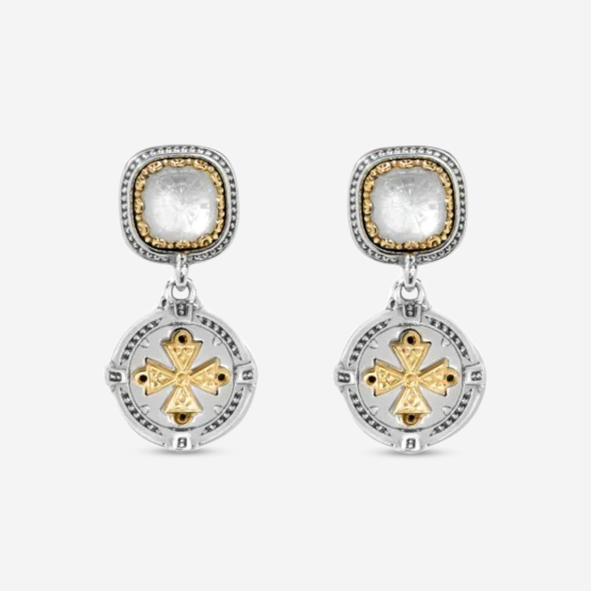 Konstantino Dome Sterling Silver & 18K Yellow Gold Mother of Pearl Drop Earrings SKKJ701-313