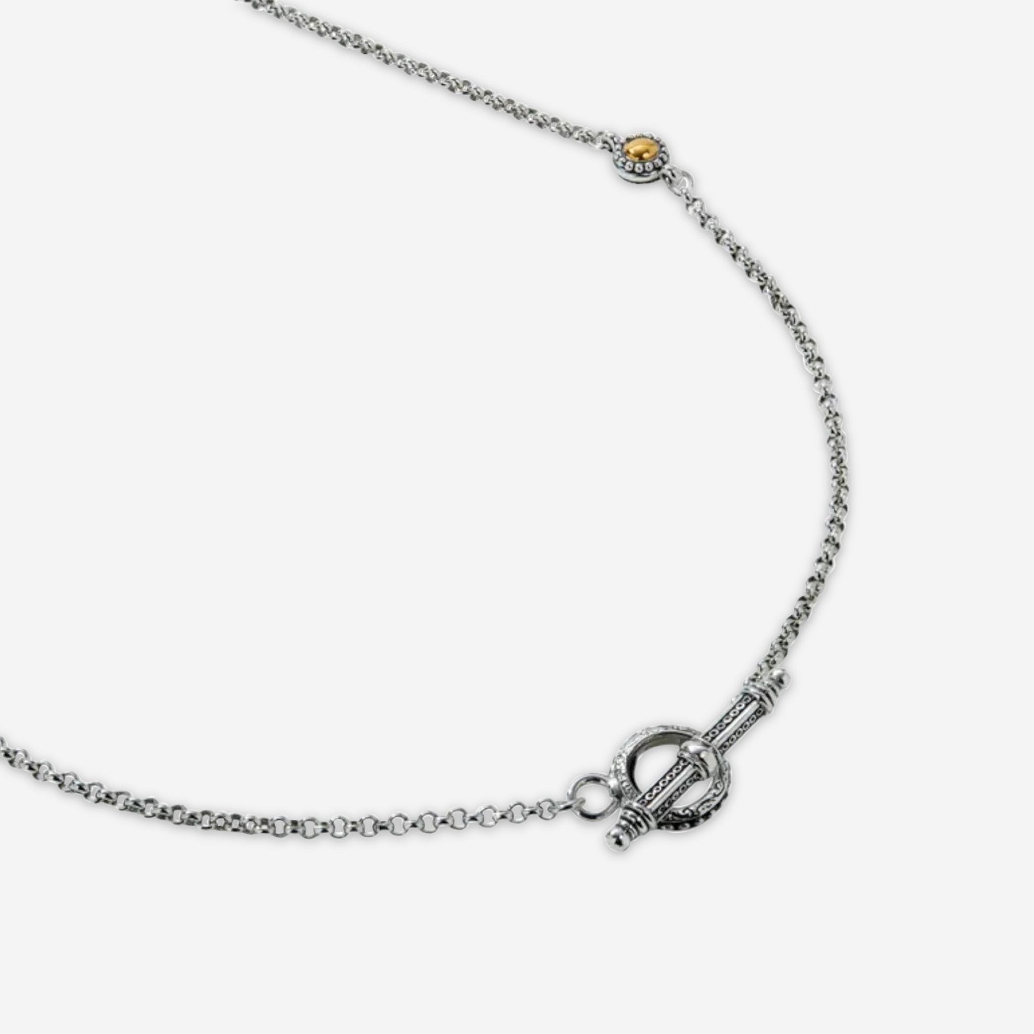 Konstantino Dome Sterling Silver & 18K Yellow Gold Blue Spinel Necklace KOKJ493-478 — view 3
