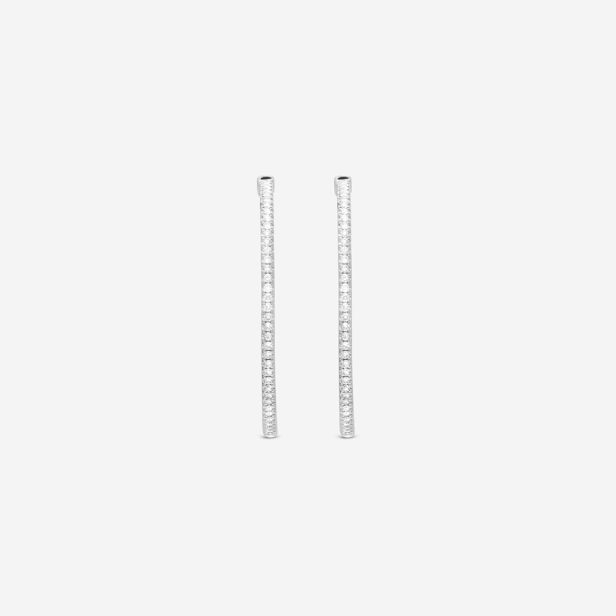 Ina Mar 18K White Gold 1.50 ctw Round Diamond Hoop Earrings AER-13138 — view 2