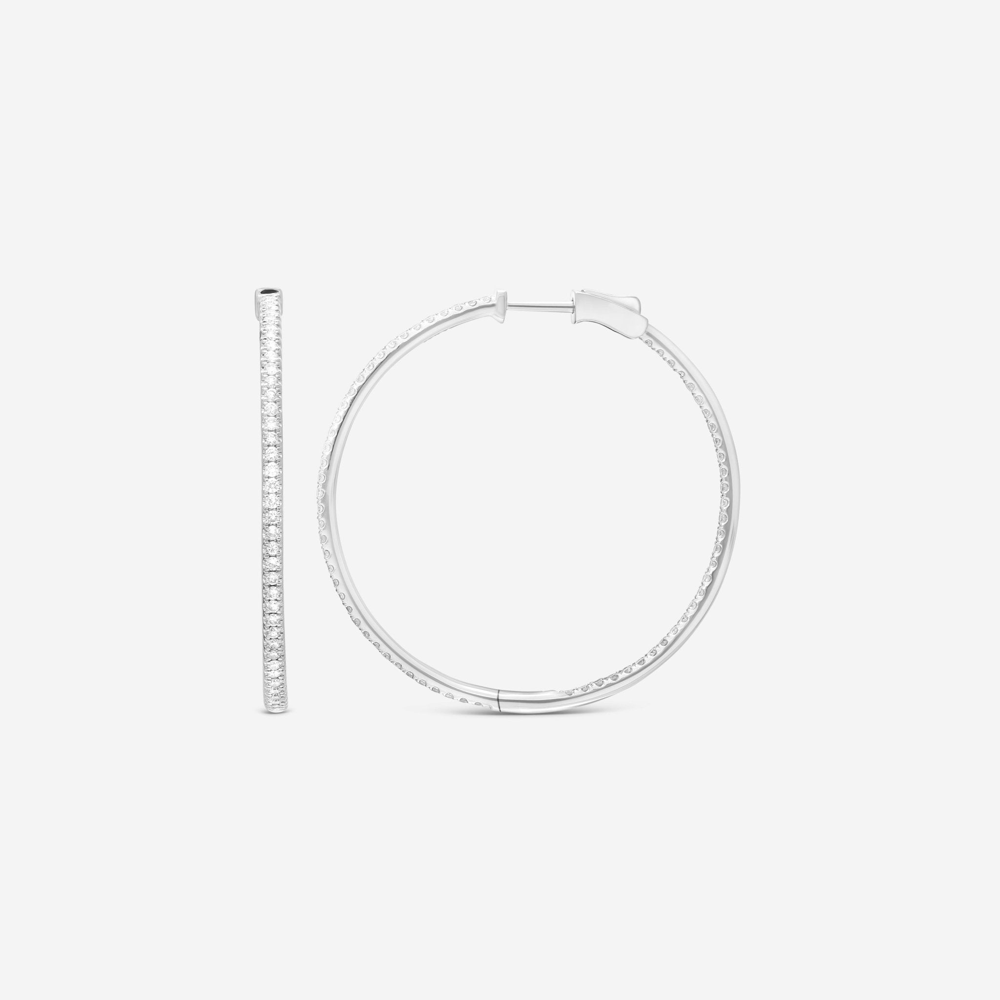 Ina Mar 18K White Gold 1.50 ctw Round Diamond Hoop Earrings AER-13138 — view 3