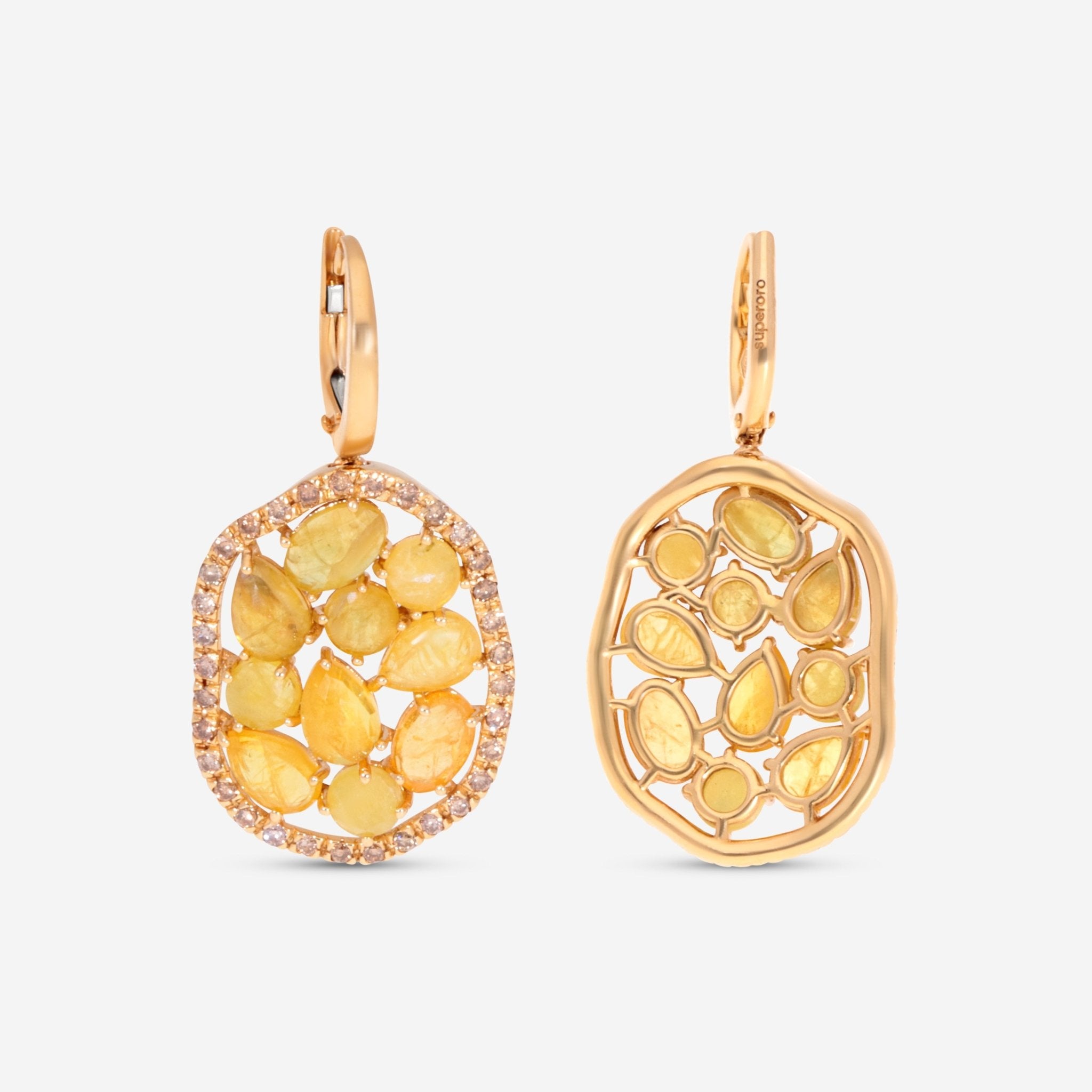 SuperOro Terra 18K Yellow Gold Yellow Sapphire Drop Earrings TERRA/O020 — view 2