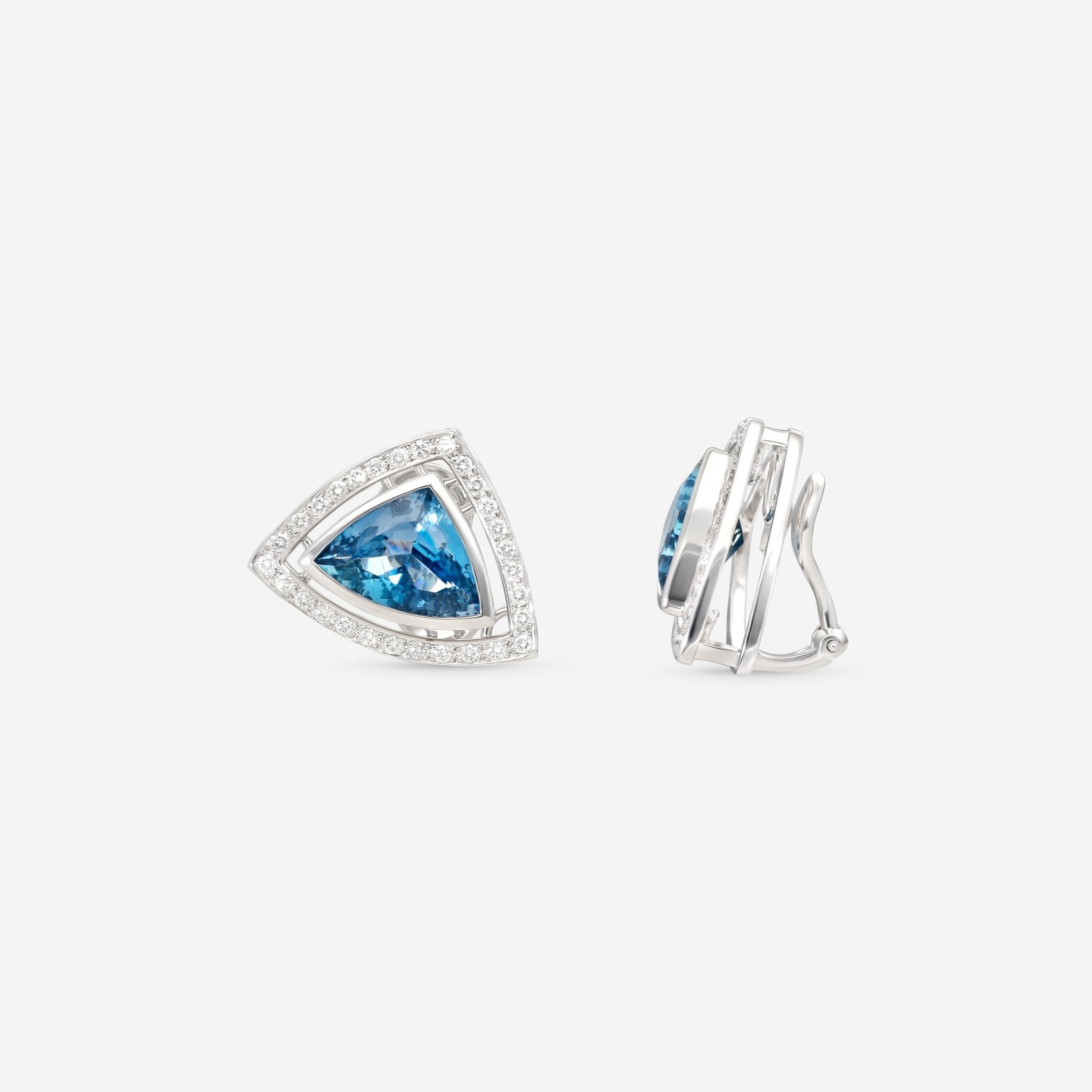 Gübelin 18K White Gold Aquamarine & Diamond Clip Earrings 44A-1169