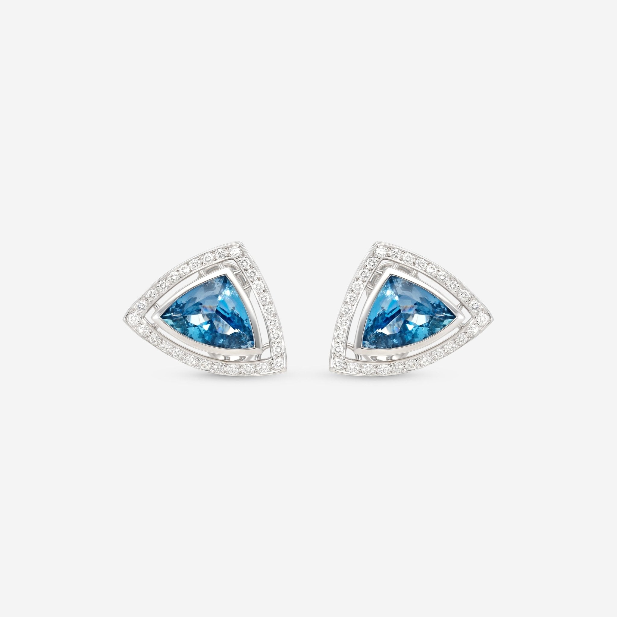 Gübelin 18K White Gold Aquamarine & Diamond Clip Earrings 44A-1169 — view 3