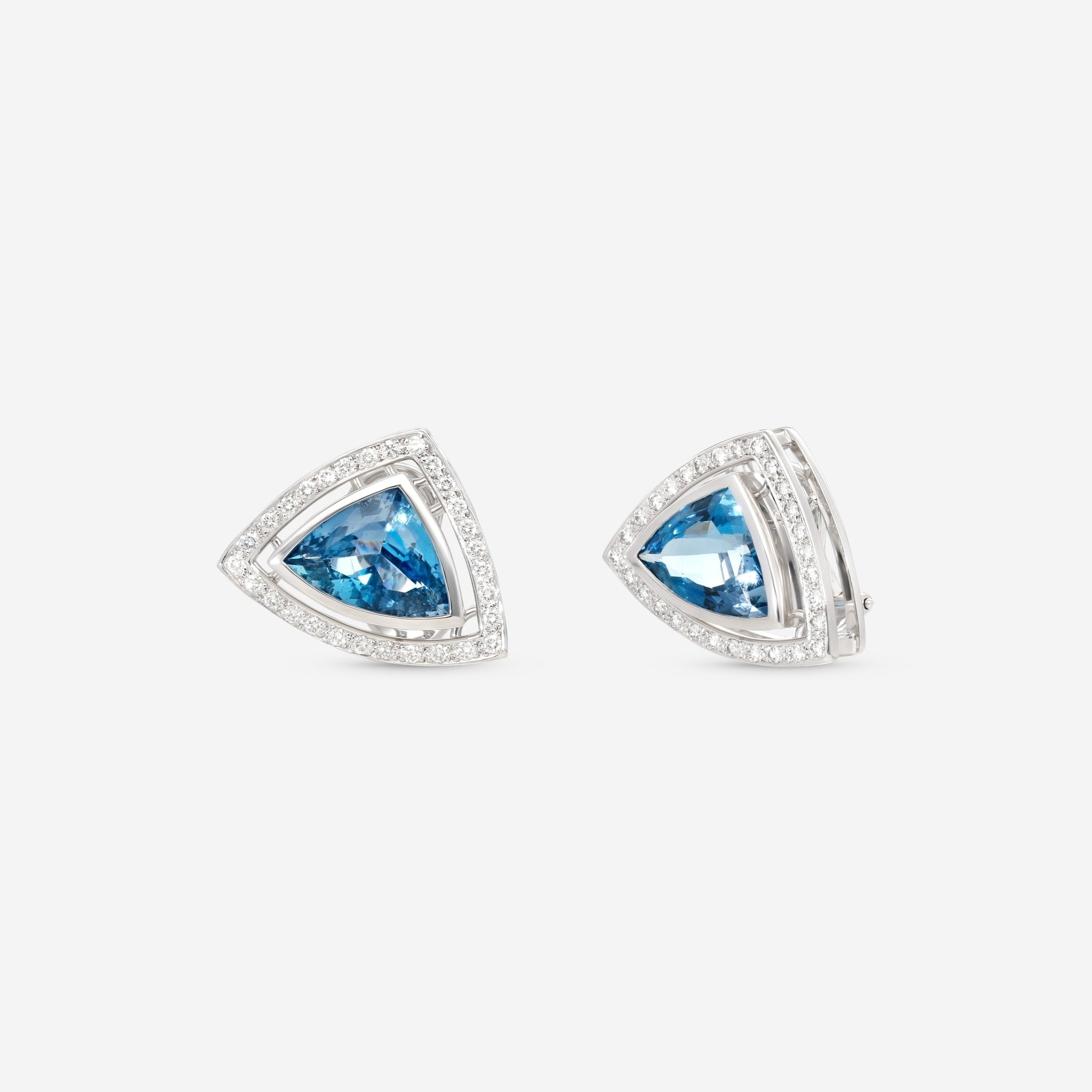 Gübelin 18K White Gold Aquamarine & Diamond Clip Earrings 44A-1169 — view 4