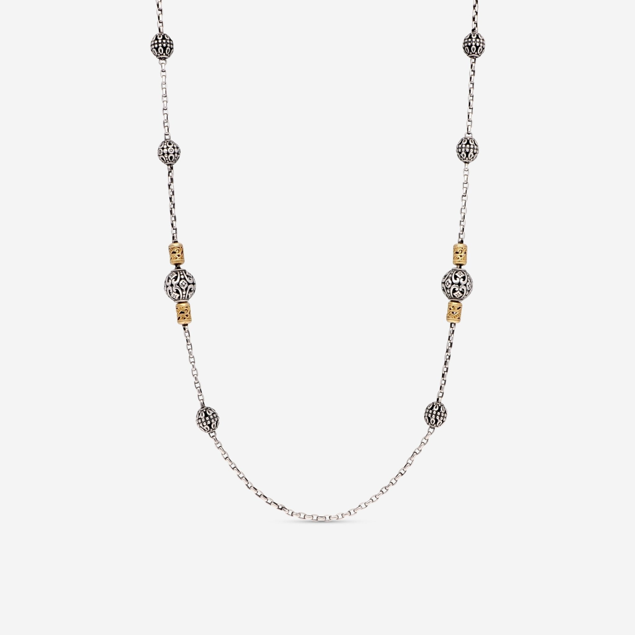 Konstantino Kleos Sterling Silver & 18k Yellow Gold Station Necklace KOMK4768-130-33 — view 2