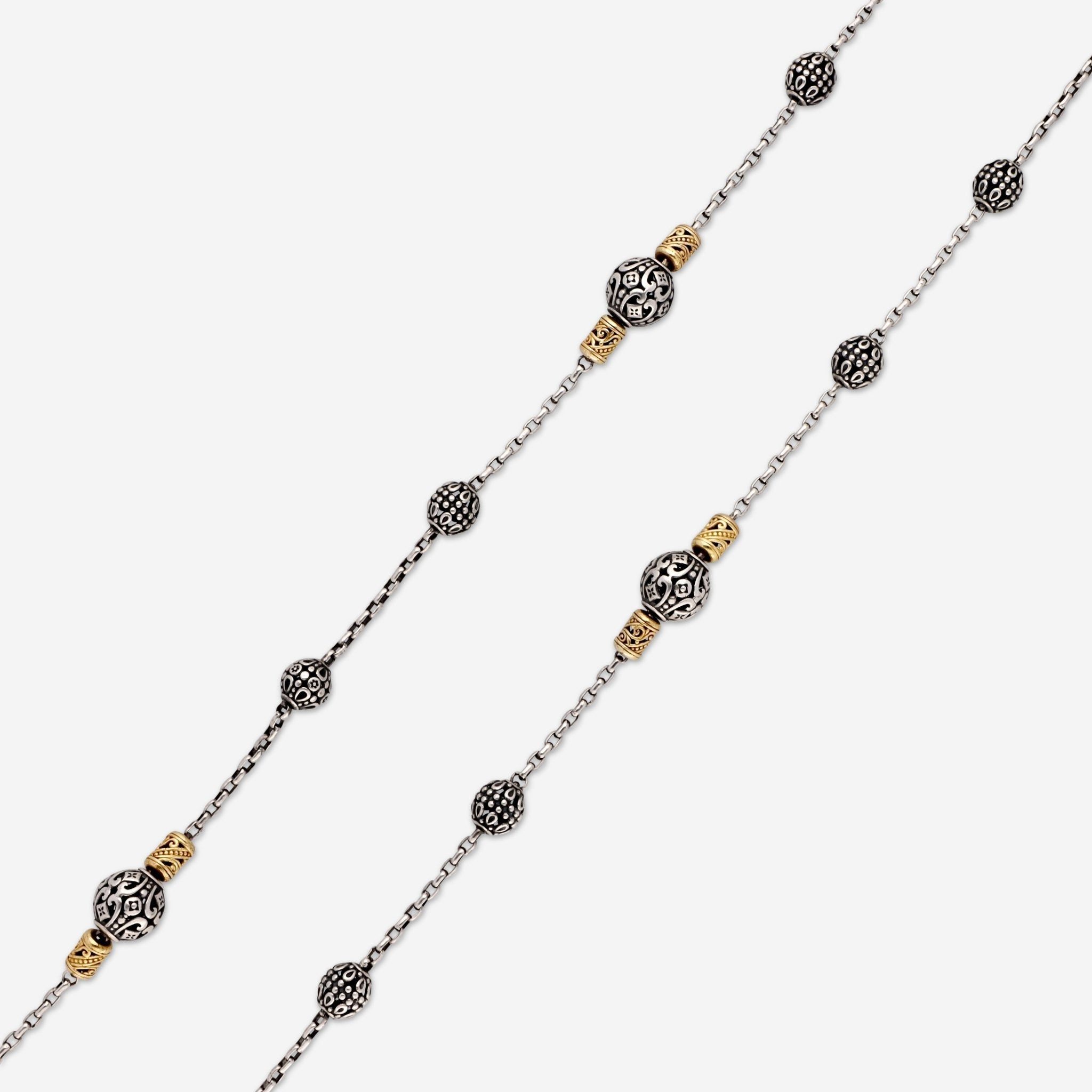 Konstantino Kleos Sterling Silver & 18k Yellow Gold Station Necklace KOMK4768-130-33 — view 3