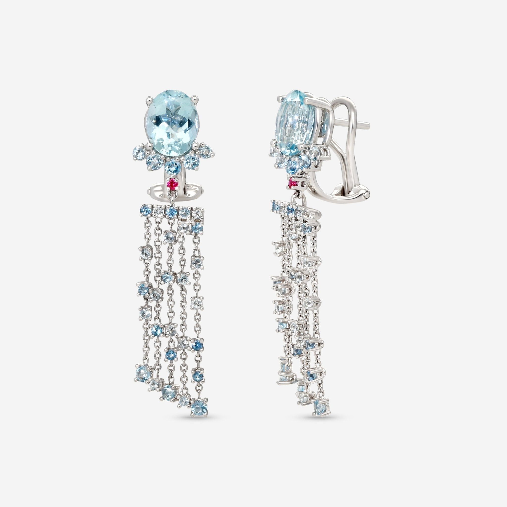 Gübelin Ornaments of Flowers 18K White Gold Aquamarine Drop Earrings 44A-1330.3