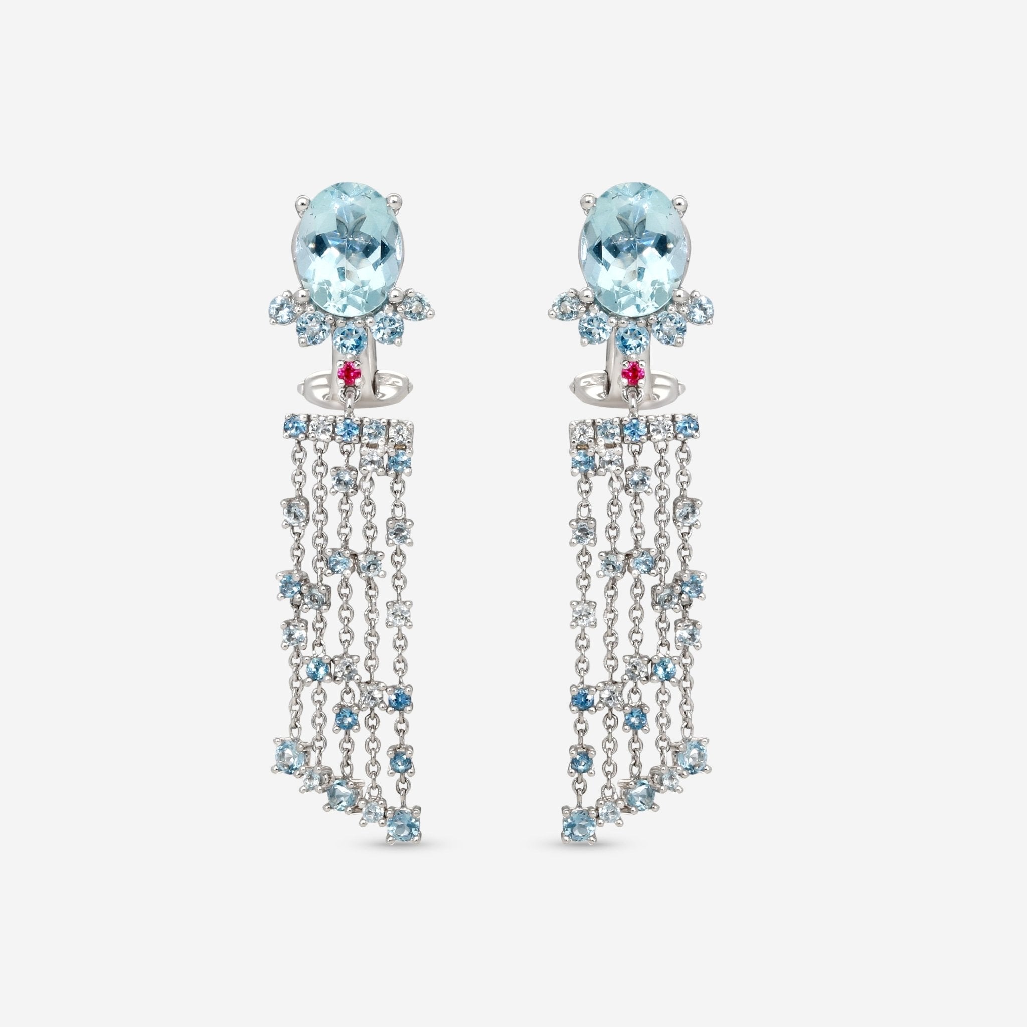 Gübelin Ornaments of Flowers 18K White Gold Aquamarine Drop Earrings 44A-1330.3 — view 3