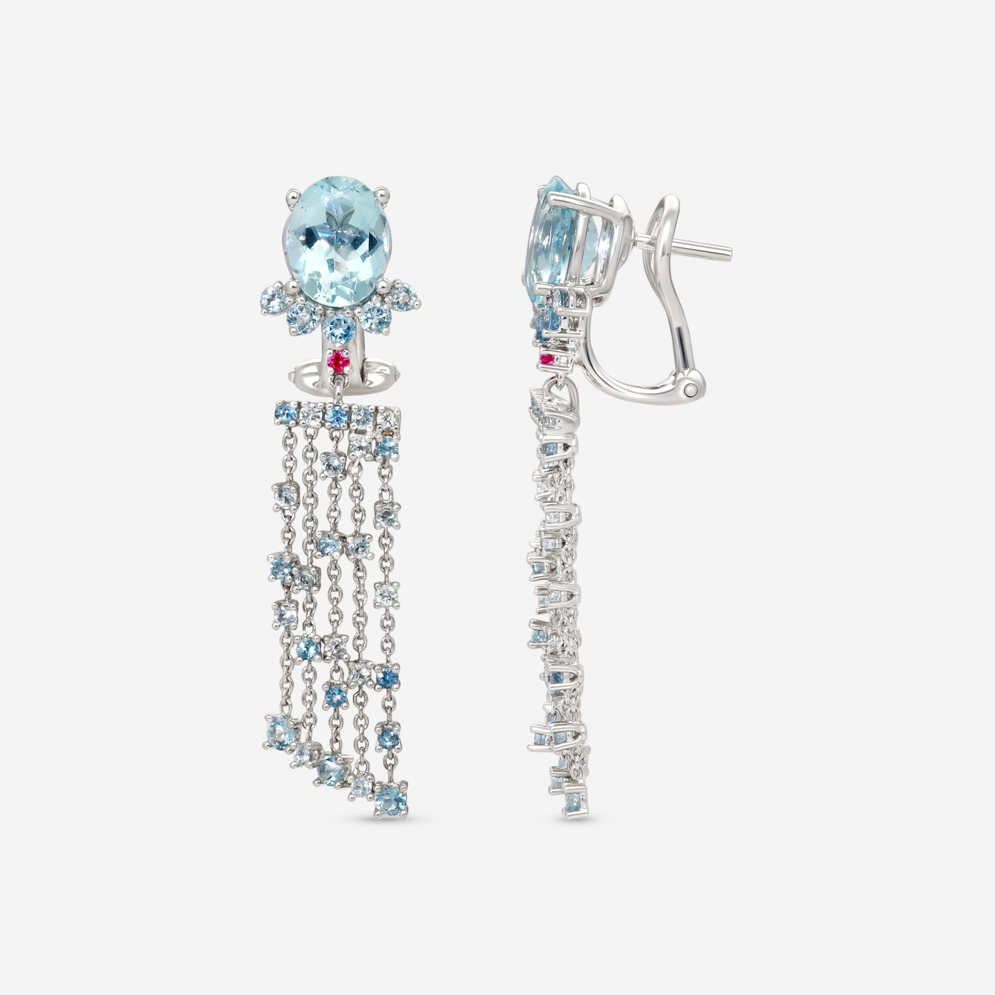 Gübelin Ornaments of Flowers 18K White Gold Aquamarine Drop Earrings 44A-1330.3 — view 4
