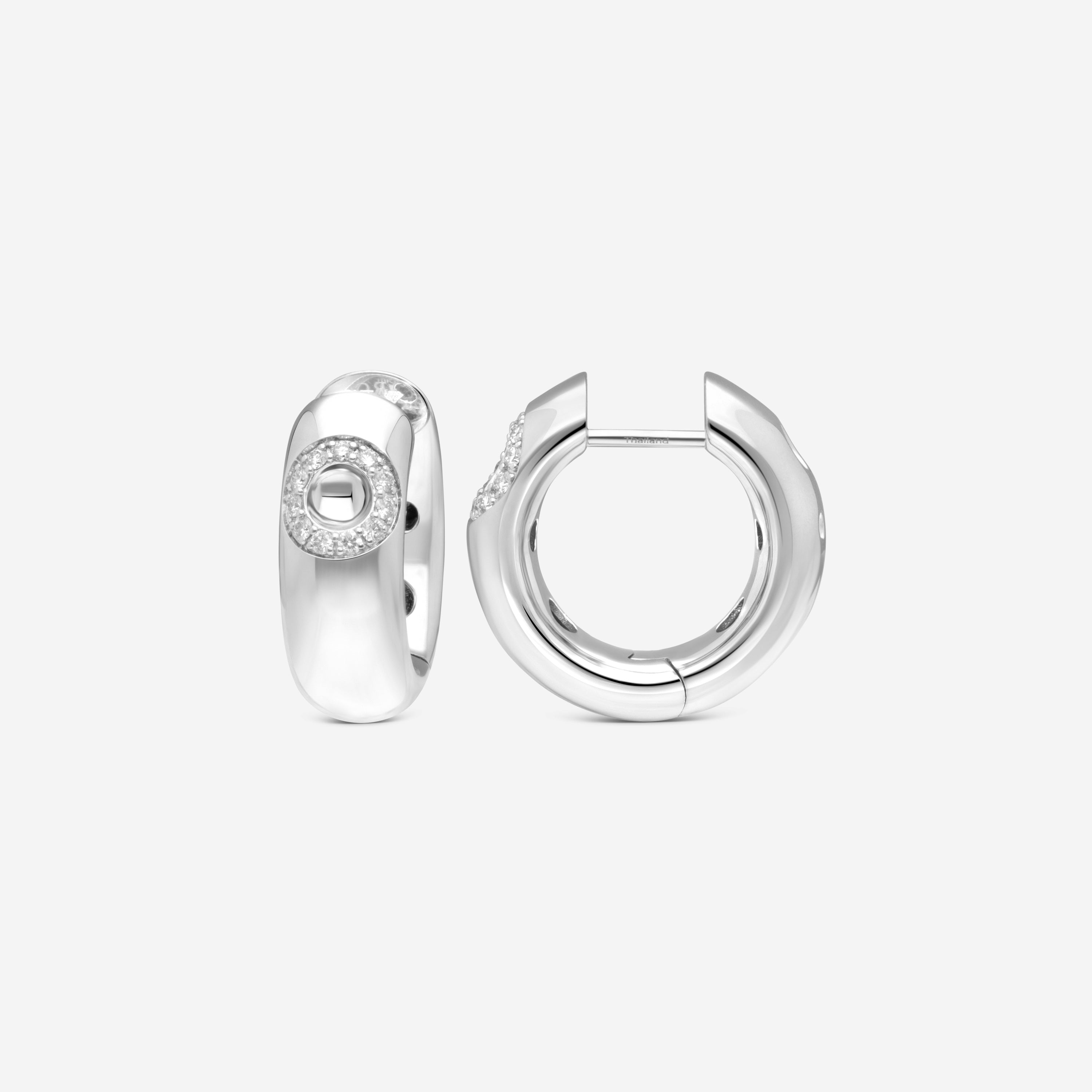 Roberto Coin Pois Moi Luna 18K White Gold Diamond Hoop Earrings 8883132AWERX — view 2