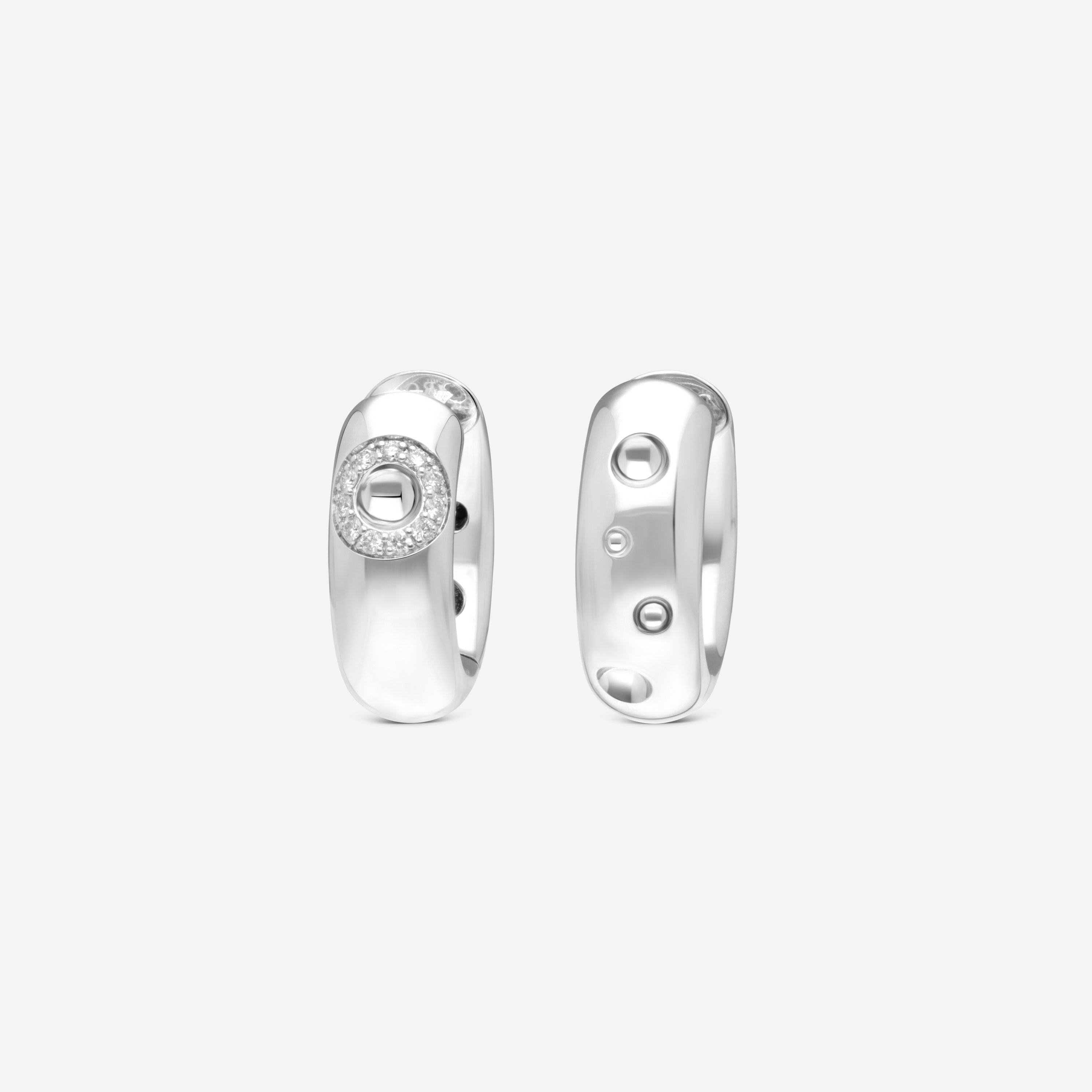 Roberto Coin Pois Moi Luna 18K White Gold Diamond Hoop Earrings 8883132AWERX — view 3
