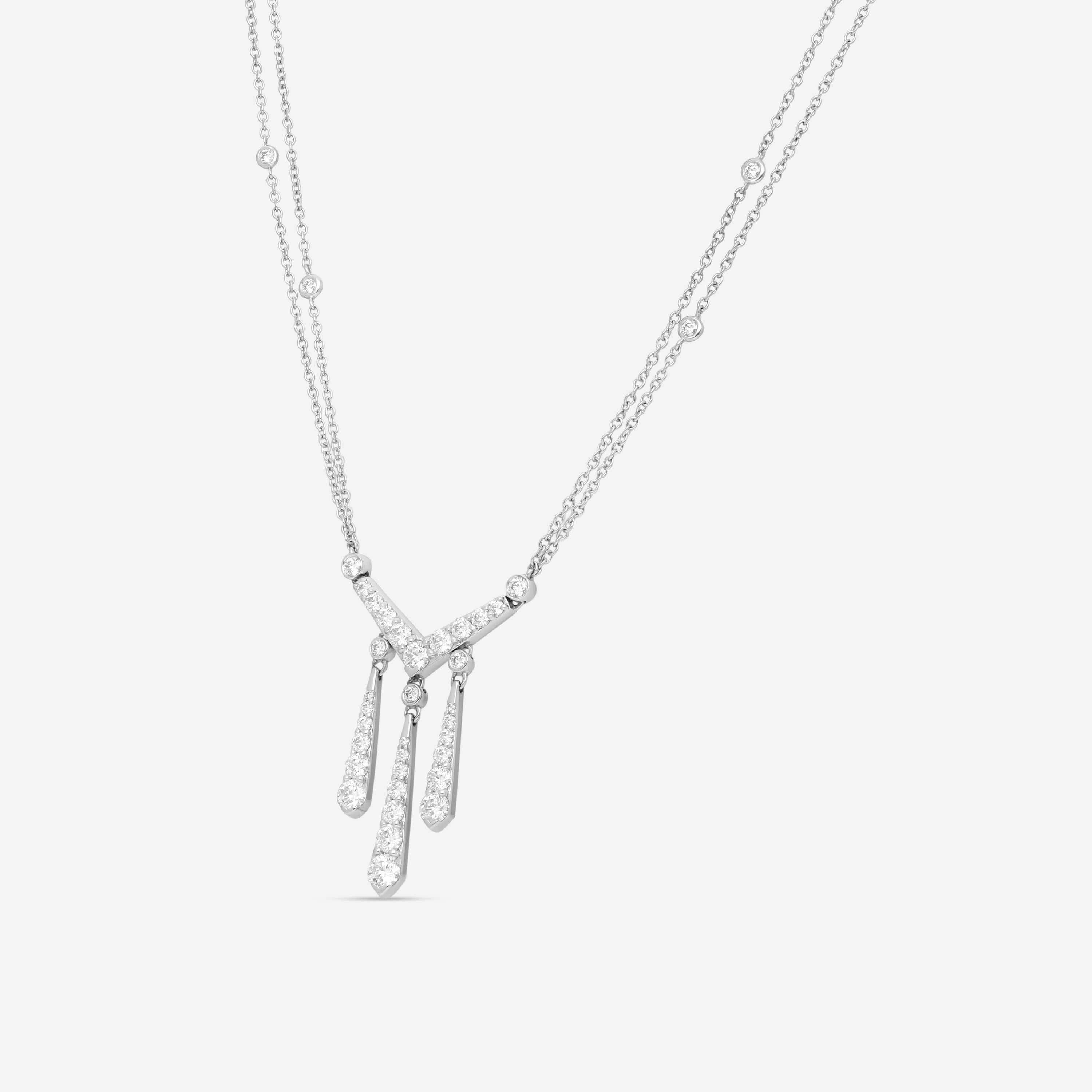 Hearts On Fire Triplicity 18K White Gold Drop Necklace HFNTRIPDR01508W — view 2