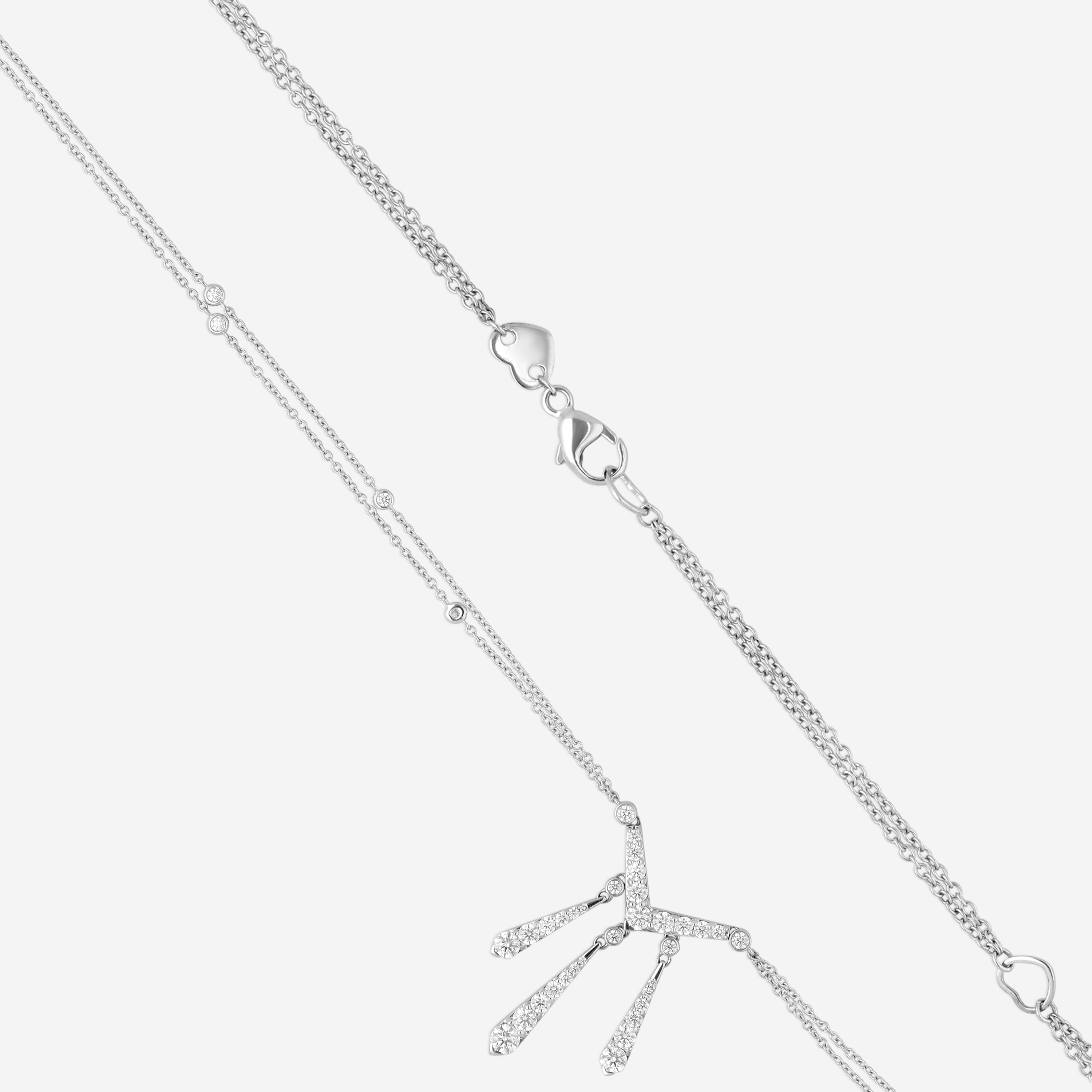 Hearts On Fire Triplicity 18K White Gold Drop Necklace HFNTRIPDR01508W — view 3