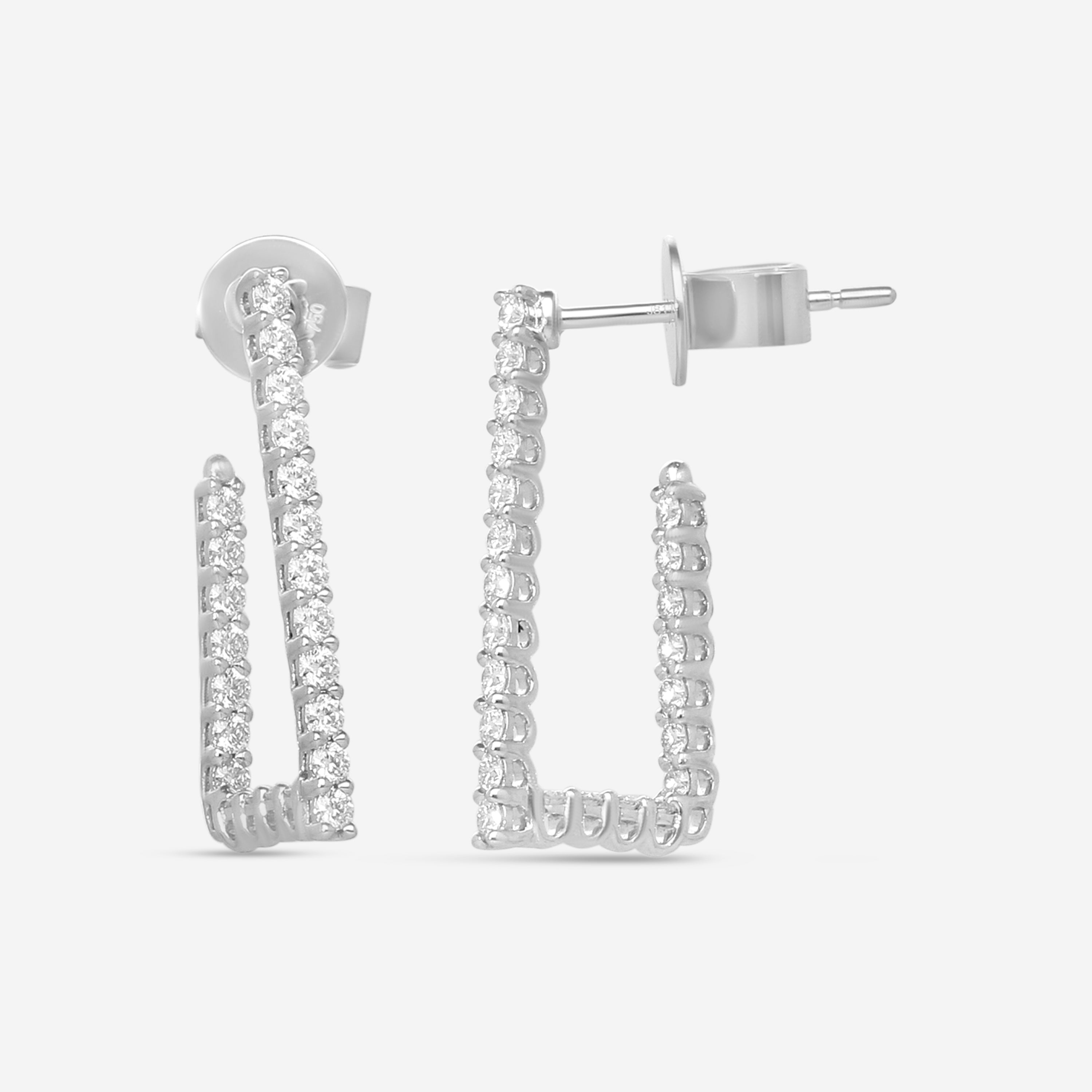 Hearts On Fire Signature 18K White Gold Open Triangle Hoop Earrings HOOPSIGOT00648W