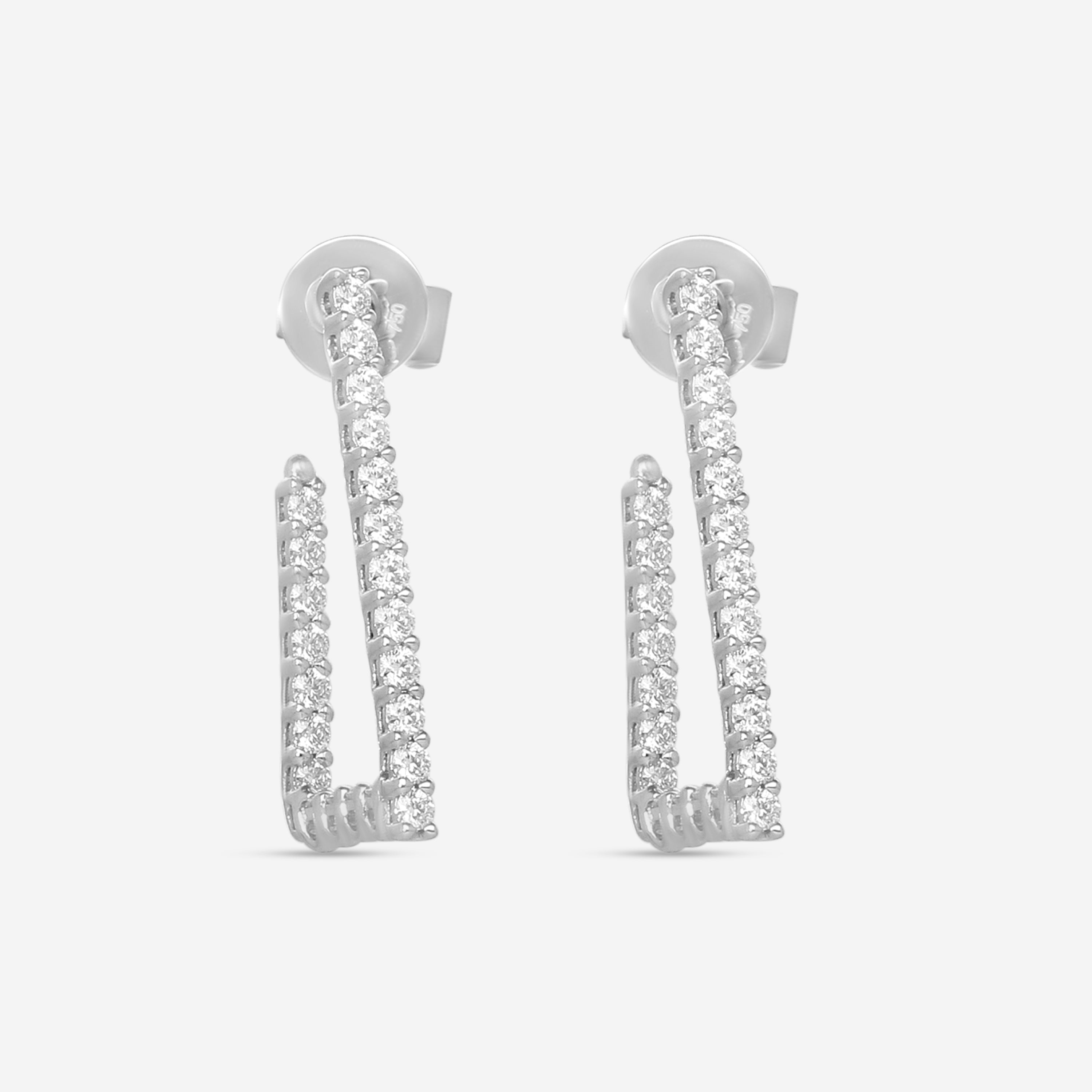 Hearts On Fire Signature 18K White Gold Open Triangle Hoop Earrings HOOPSIGOT00648W — view 2