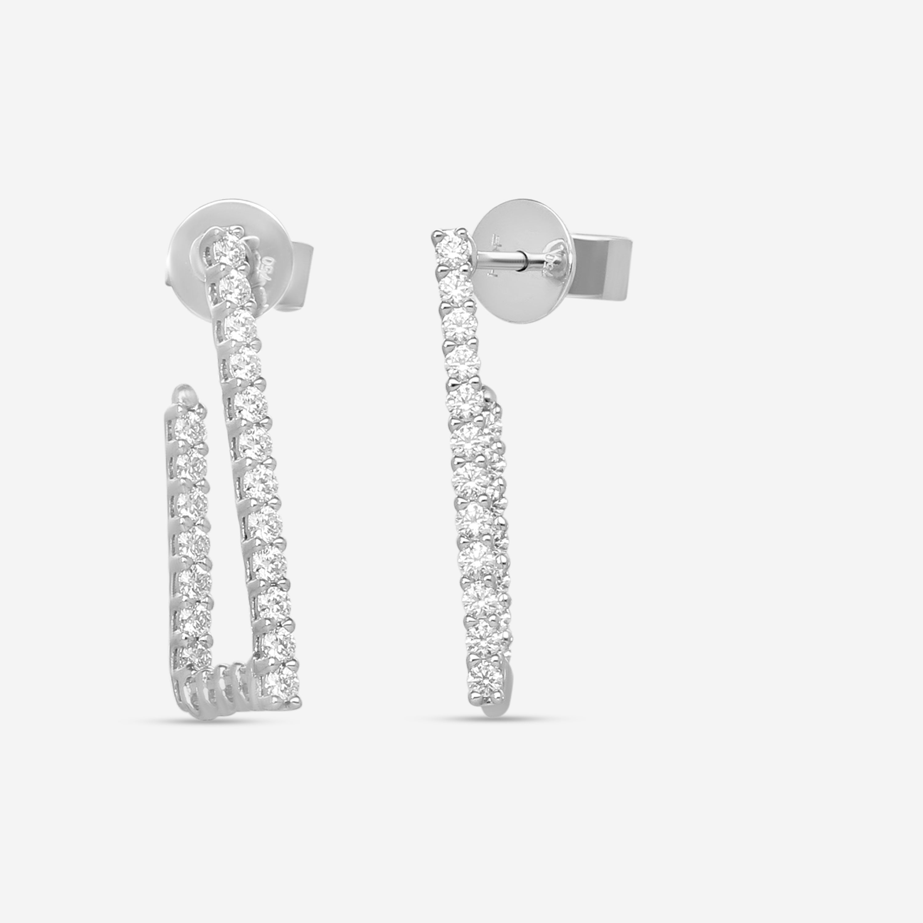 Hearts On Fire Signature 18K White Gold Open Triangle Hoop Earrings HOOPSIGOT00648W — view 3