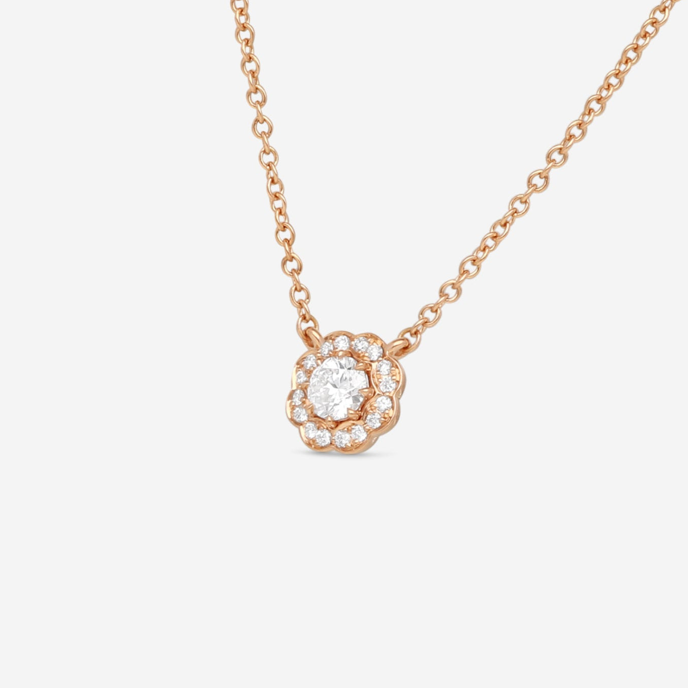 Hearts On Fire Lorelei 18K Rose Gold Diamond Halo Pendant HFPLORDIAH00258R — view 2