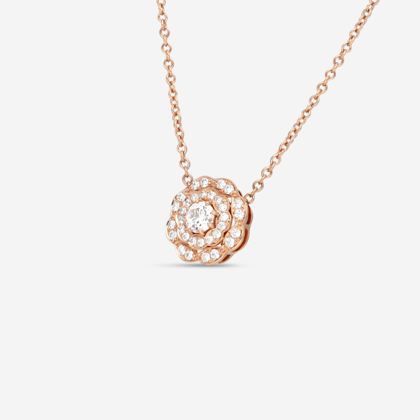 Hearts On Fire Lorelei 18K Rose Gold Double Halo Diamond Pendant HFPLORDBLDH00358R — view 2
