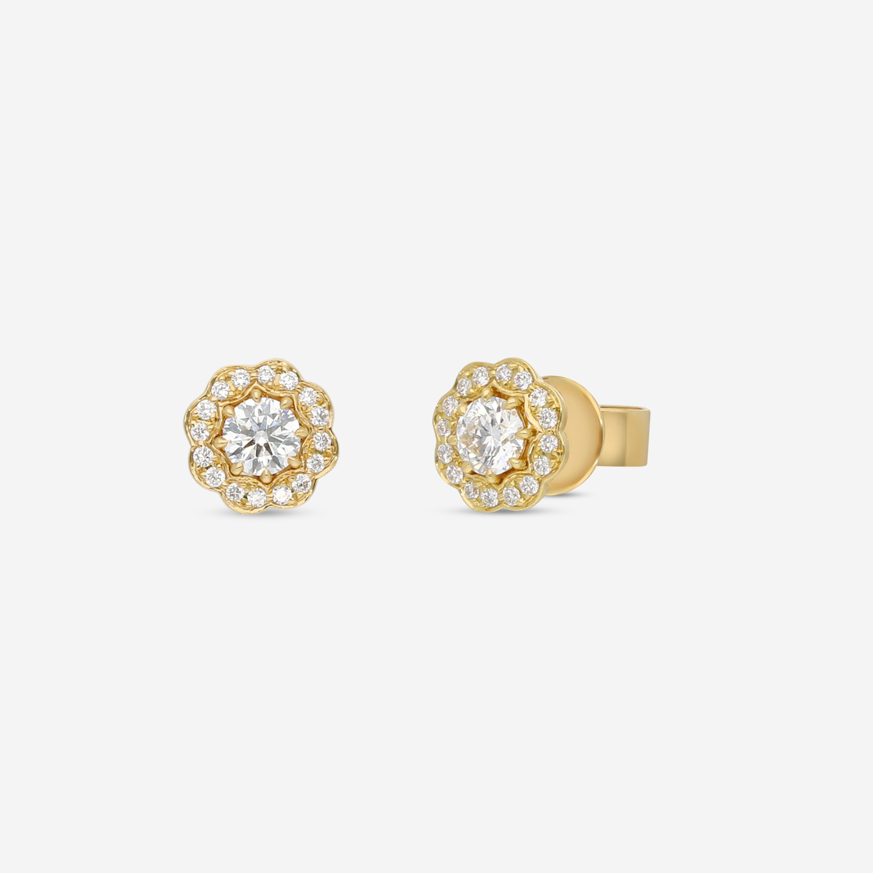 Hearts On Fire Lorelei 18K Yellow Gold Diamond Halo Stud Earrings HFELORDIAH00508Y