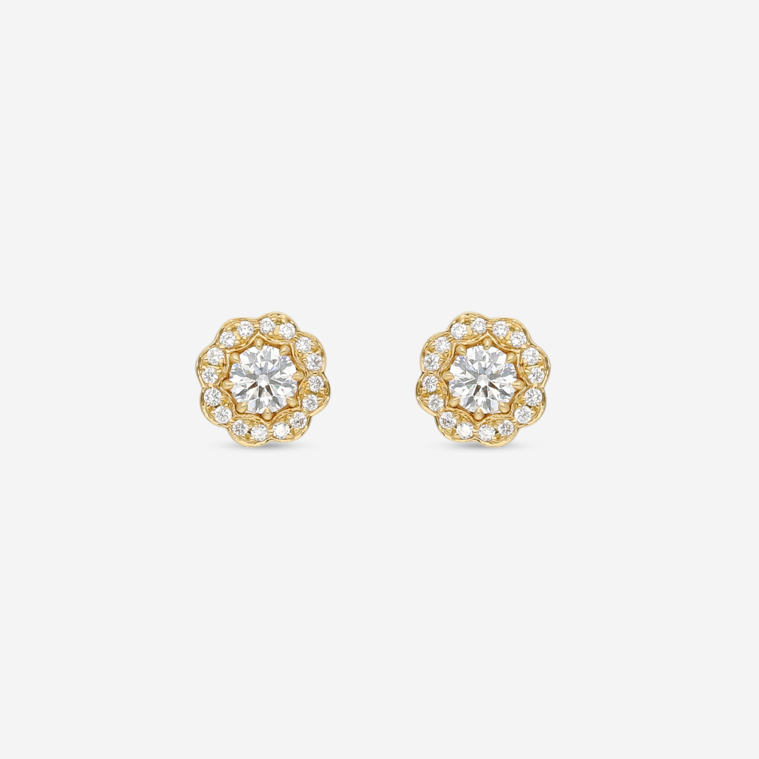 Hearts On Fire Lorelei 18K Yellow Gold Diamond Halo Stud Earrings HFELORDIAH00508Y — view 2